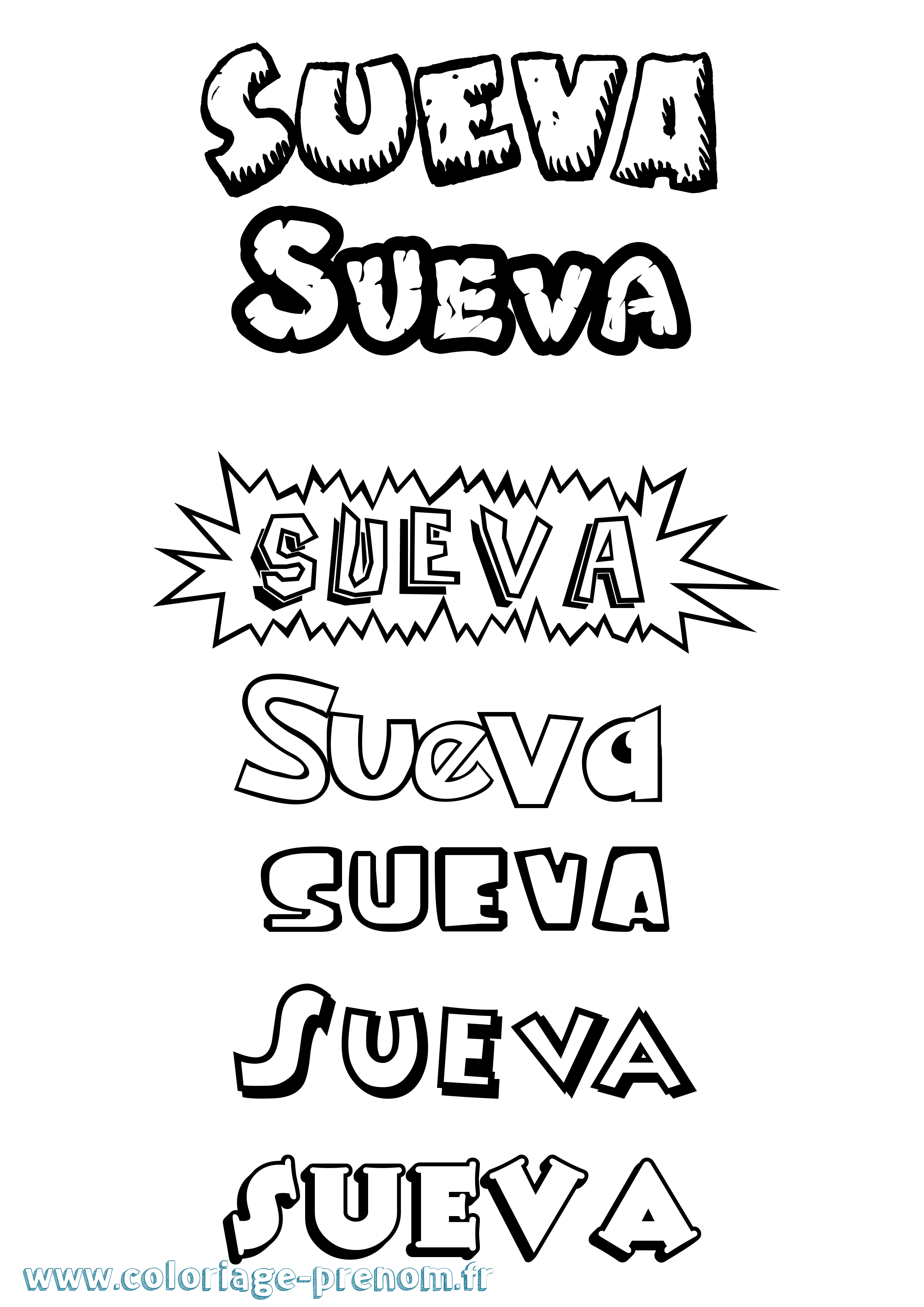 Coloriage Sueva Dessin Animé Coloriage prénom Sueva Dessin Animé