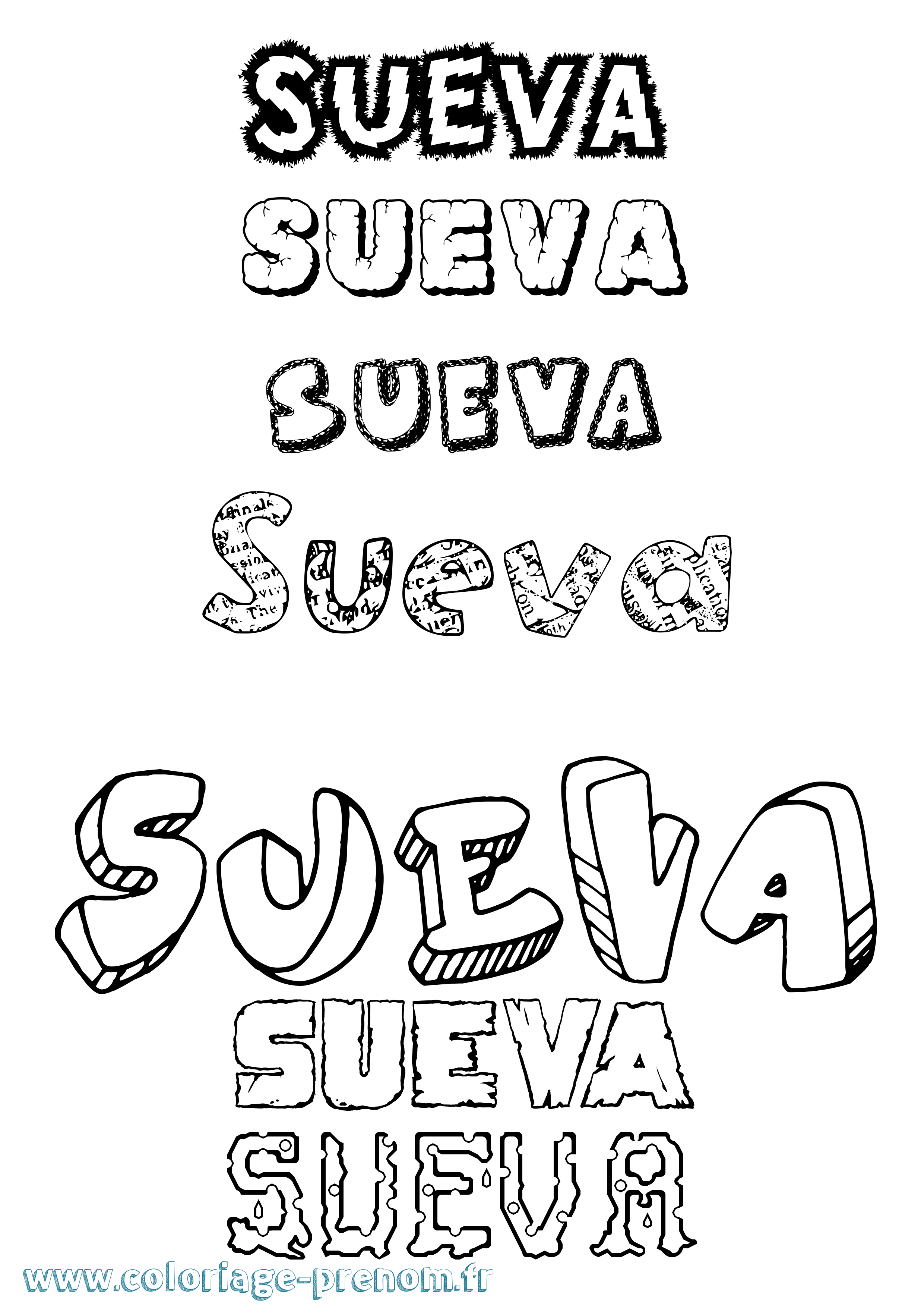 Coloriage Sueva Destructuré Coloriage prénom Sueva Destructuré