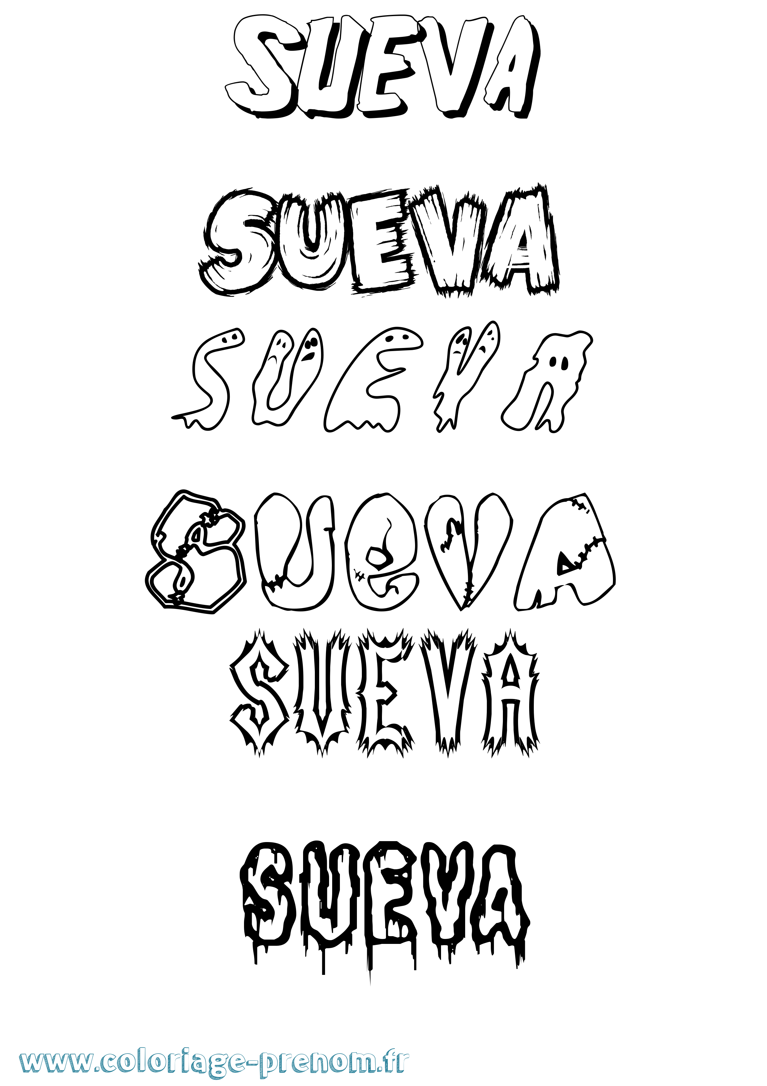 Coloriage Sueva Frisson Coloriage prénom Sueva Frisson