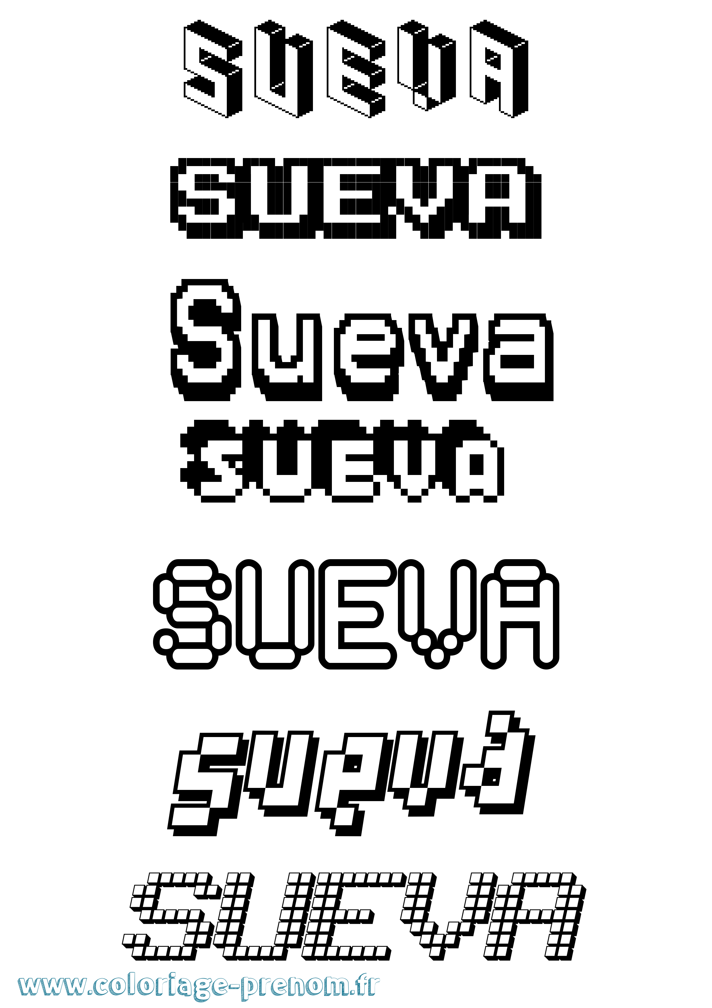 Coloriage Sueva Pixel Coloriage prénom Sueva Pixel