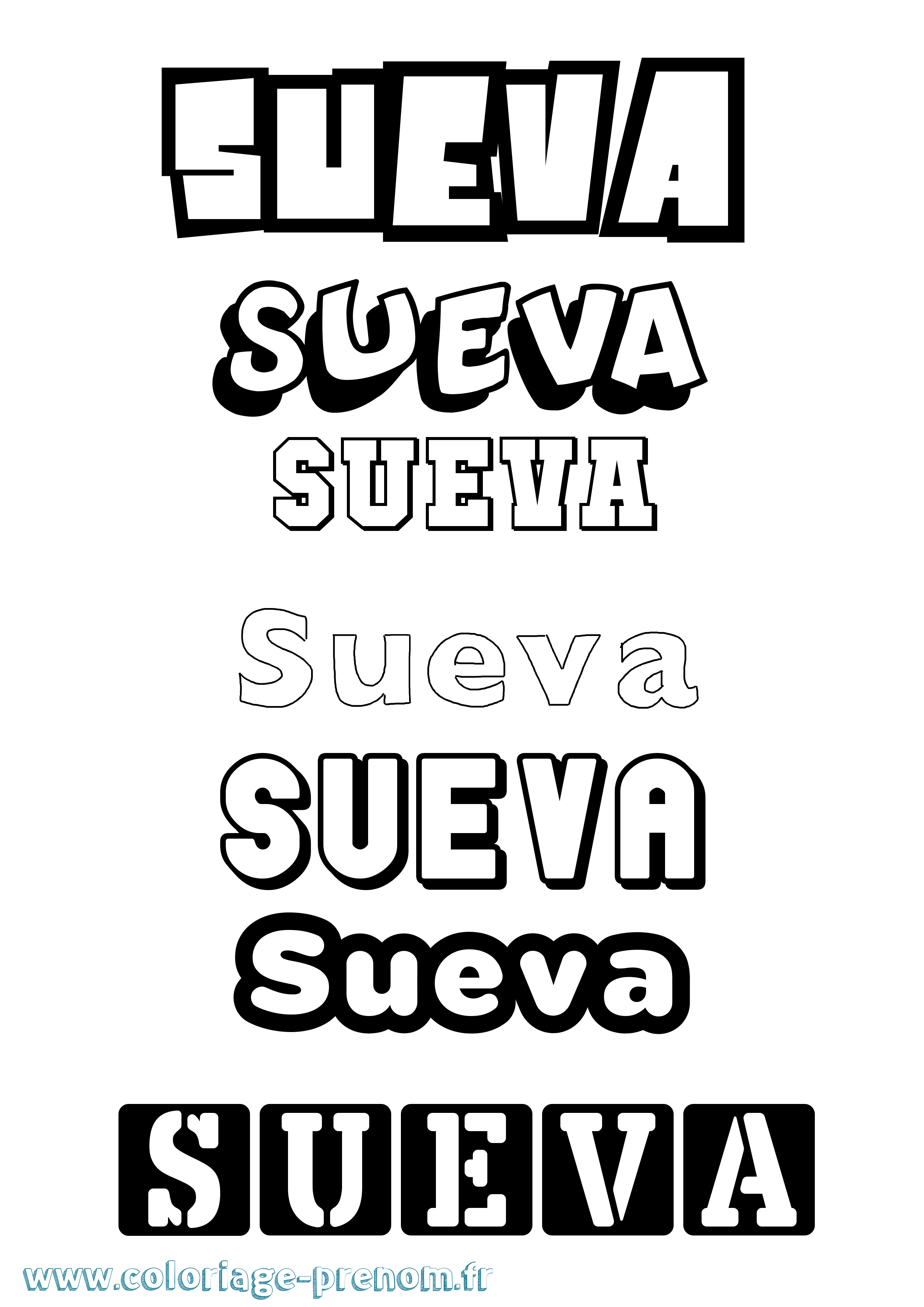 Coloriage Sueva Simple Coloriage prénom Sueva Simple