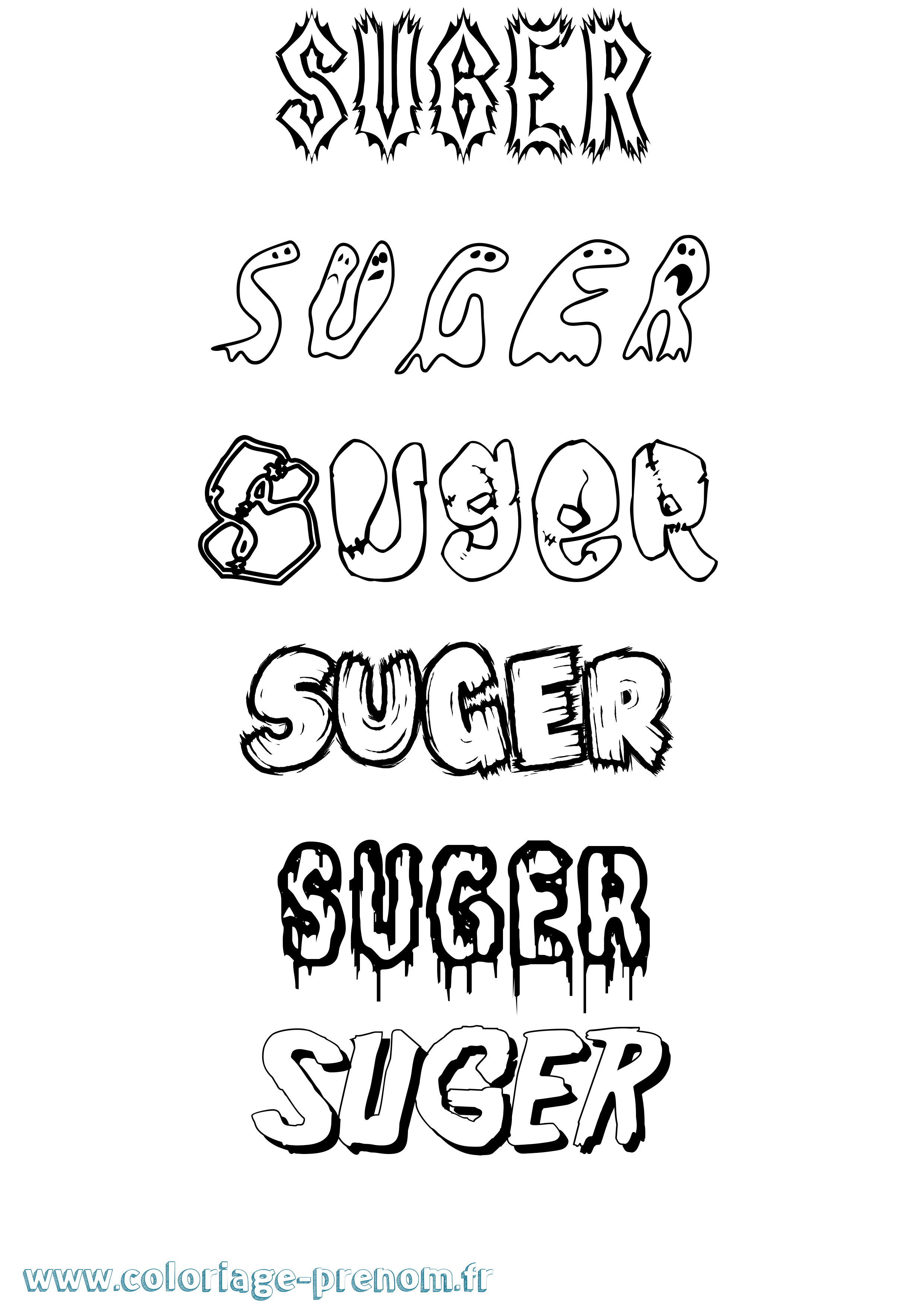 Coloriage Suger Frisson Coloriage prénom Suger Frisson