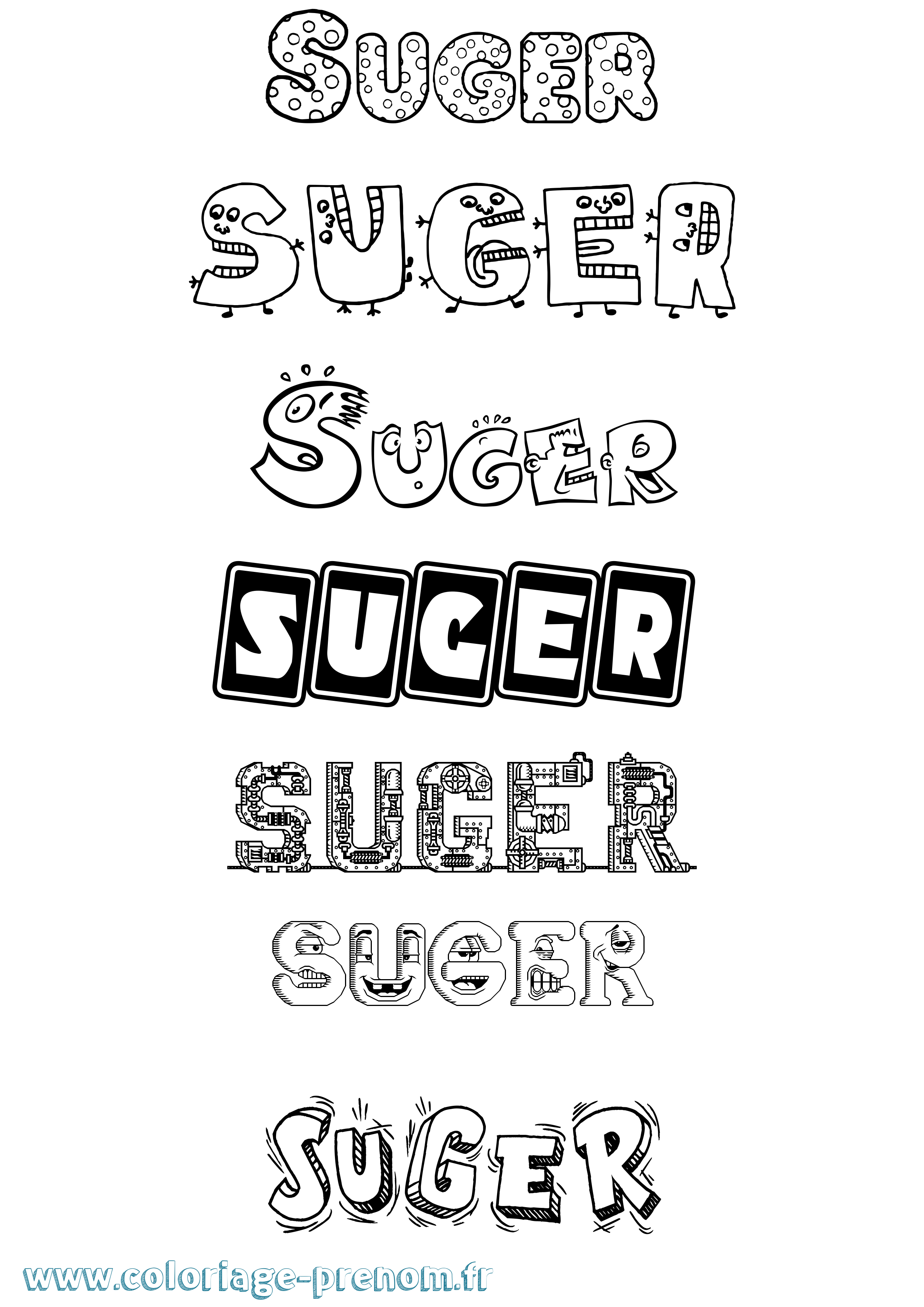 Coloriage Suger Fun Coloriage prénom Suger Fun
