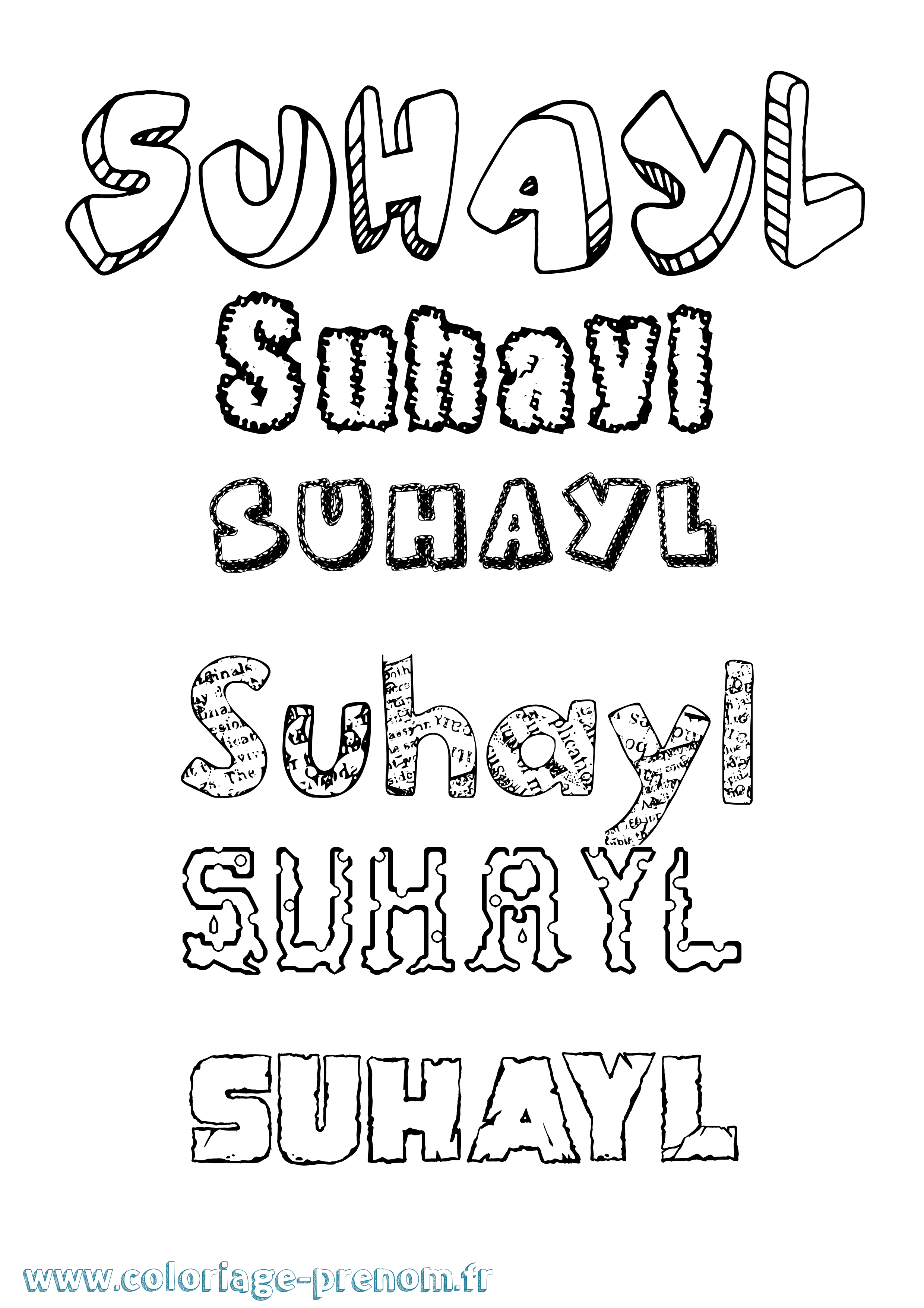 Coloriage Suhayl Destructuré Coloriage prénom Suhayl Destructuré