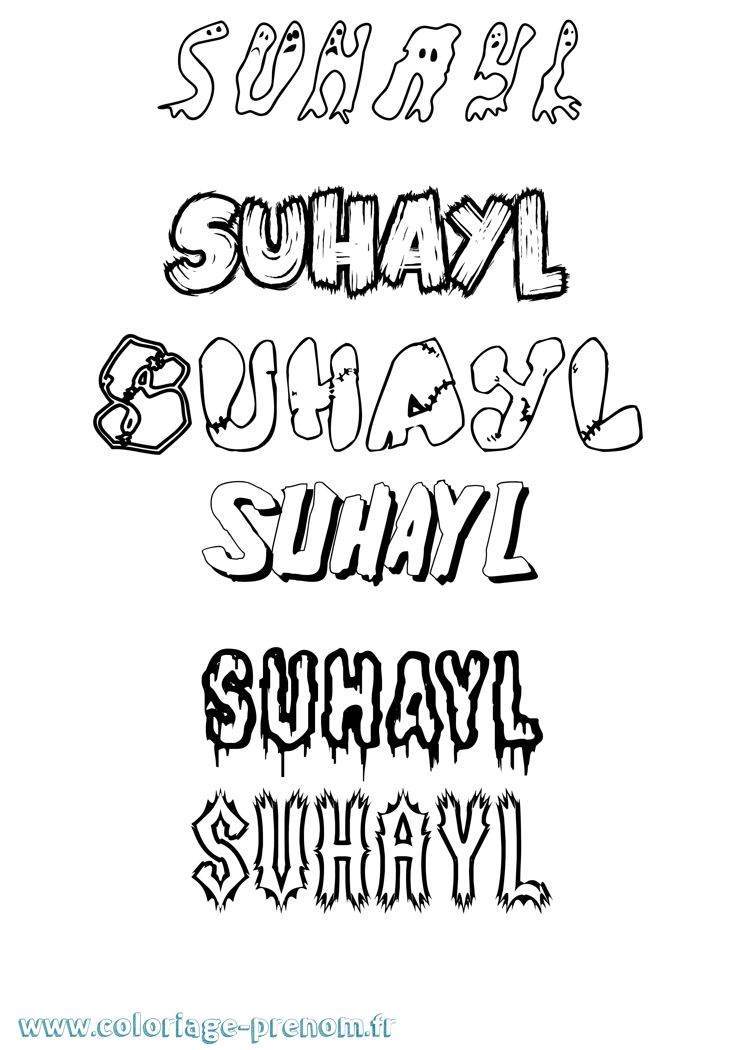 Coloriage Suhayl Frisson Coloriage prénom Suhayl Frisson