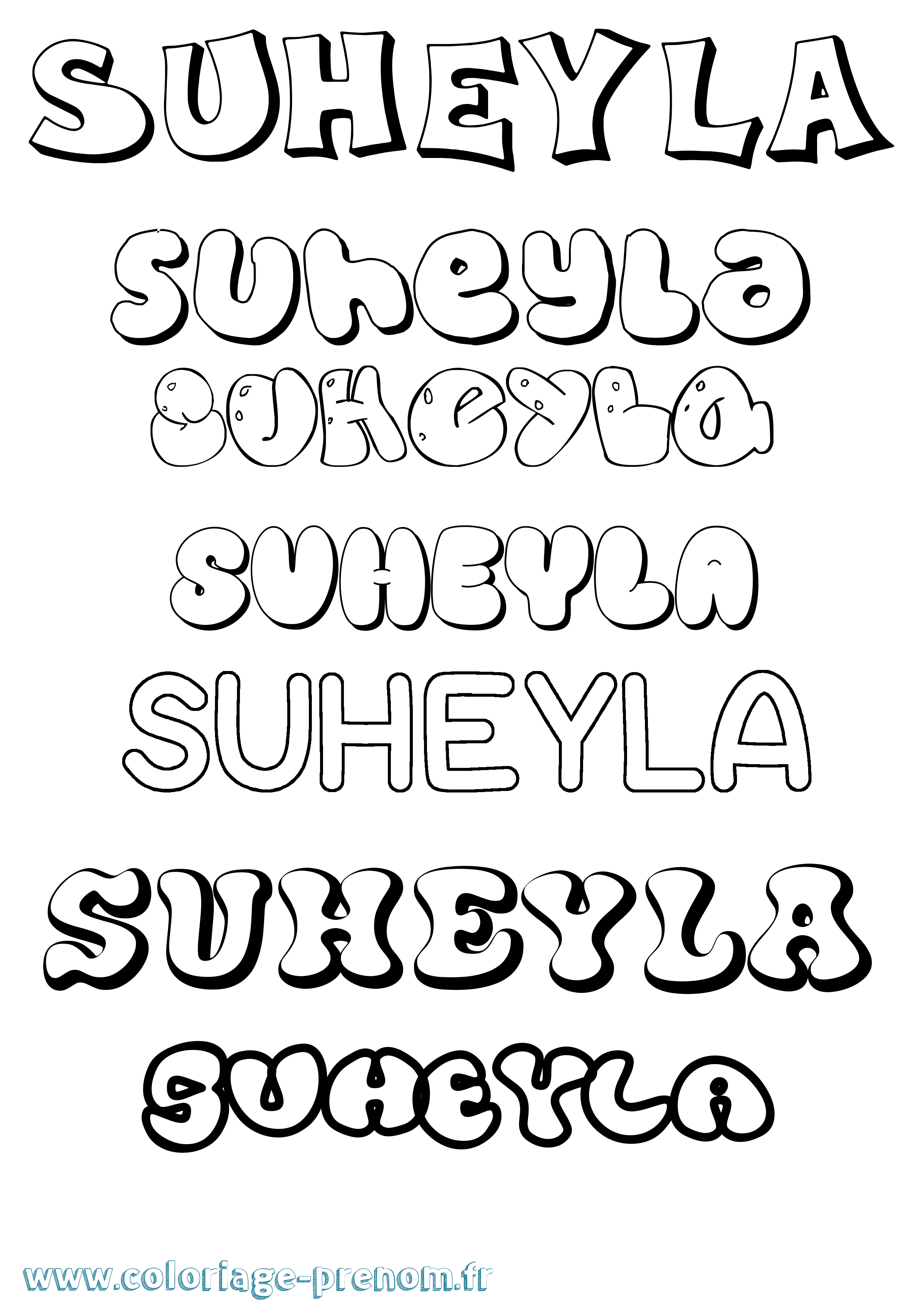 Coloriage Suheyla Bubble Coloriage prénom Suheyla Bubble