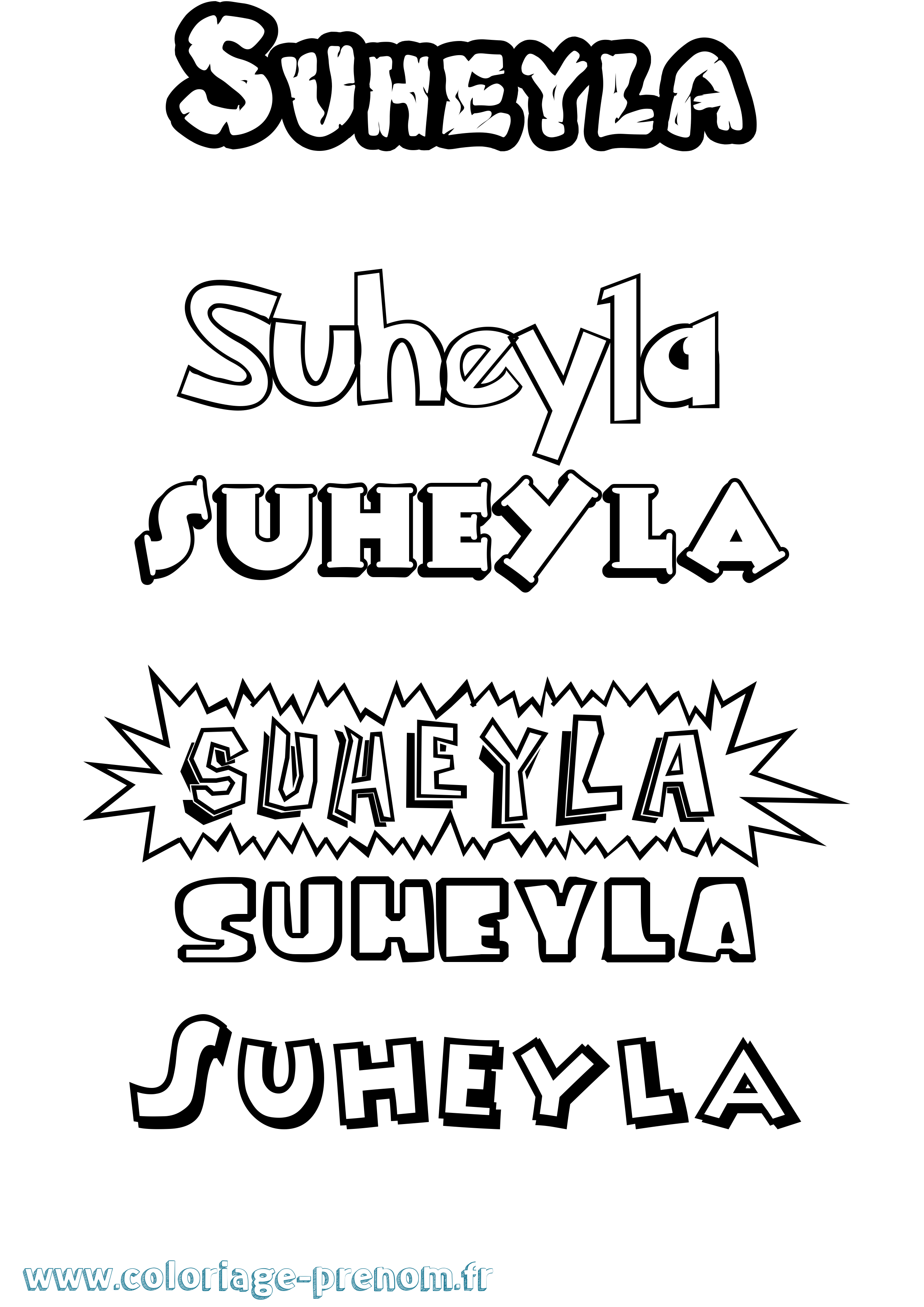 Coloriage Suheyla Dessin Animé Coloriage prénom Suheyla Dessin Animé