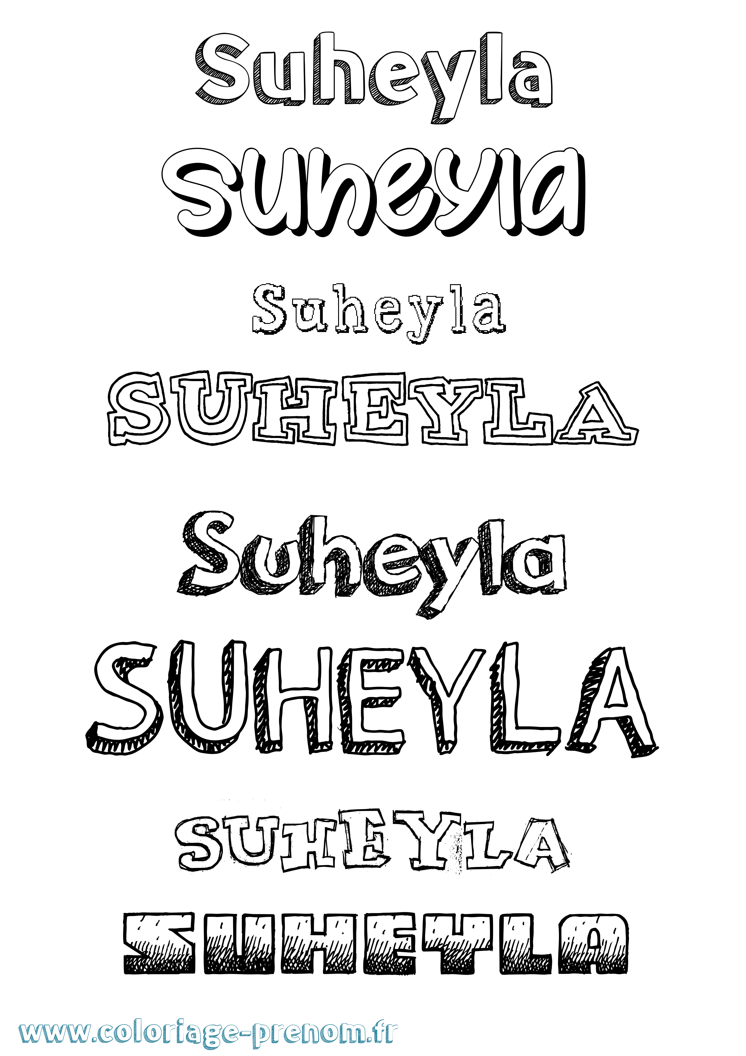 Coloriage Suheyla Dessiné Coloriage prénom Suheyla Dessiné