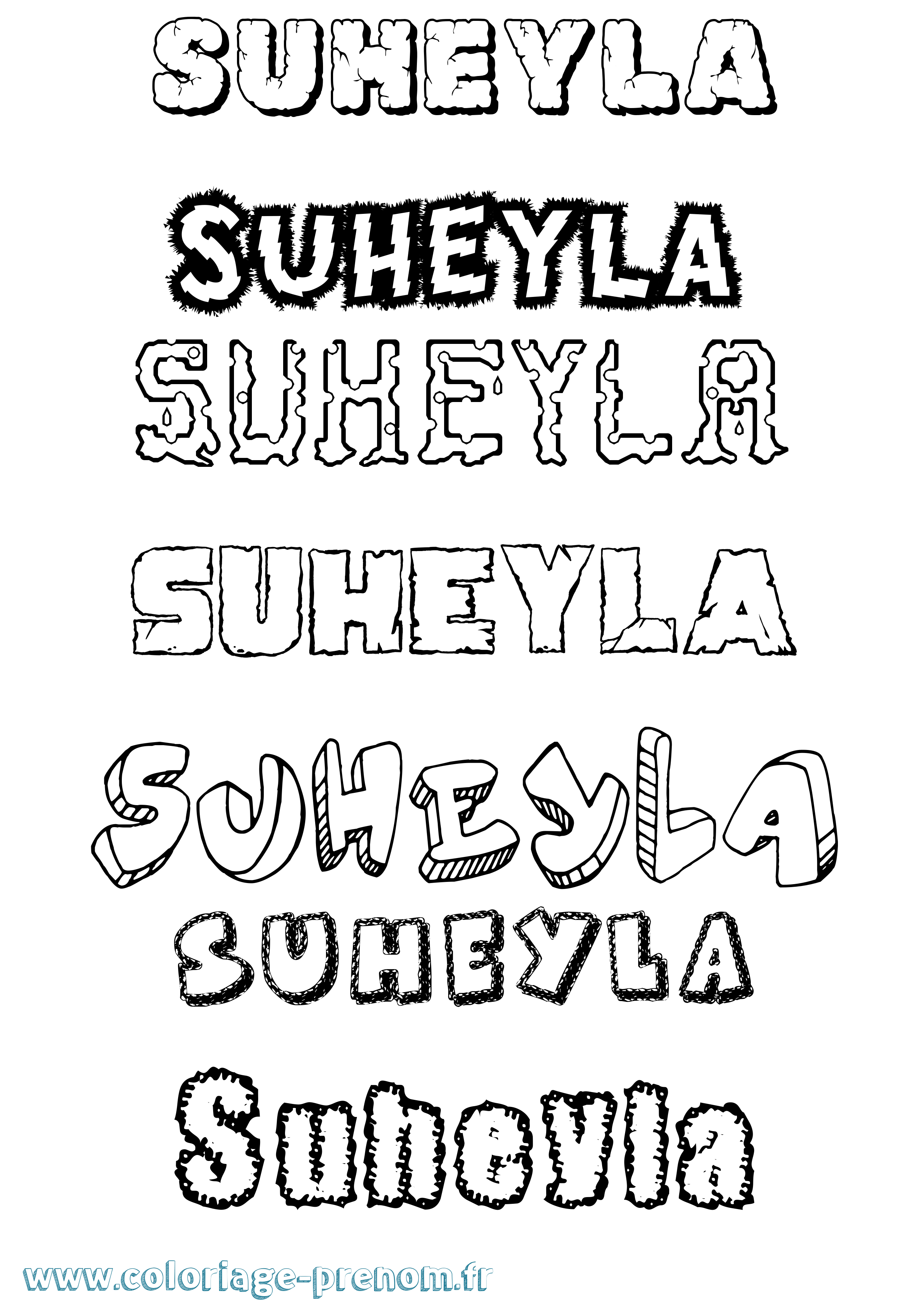 Coloriage Suheyla Destructuré Coloriage prénom Suheyla Destructuré