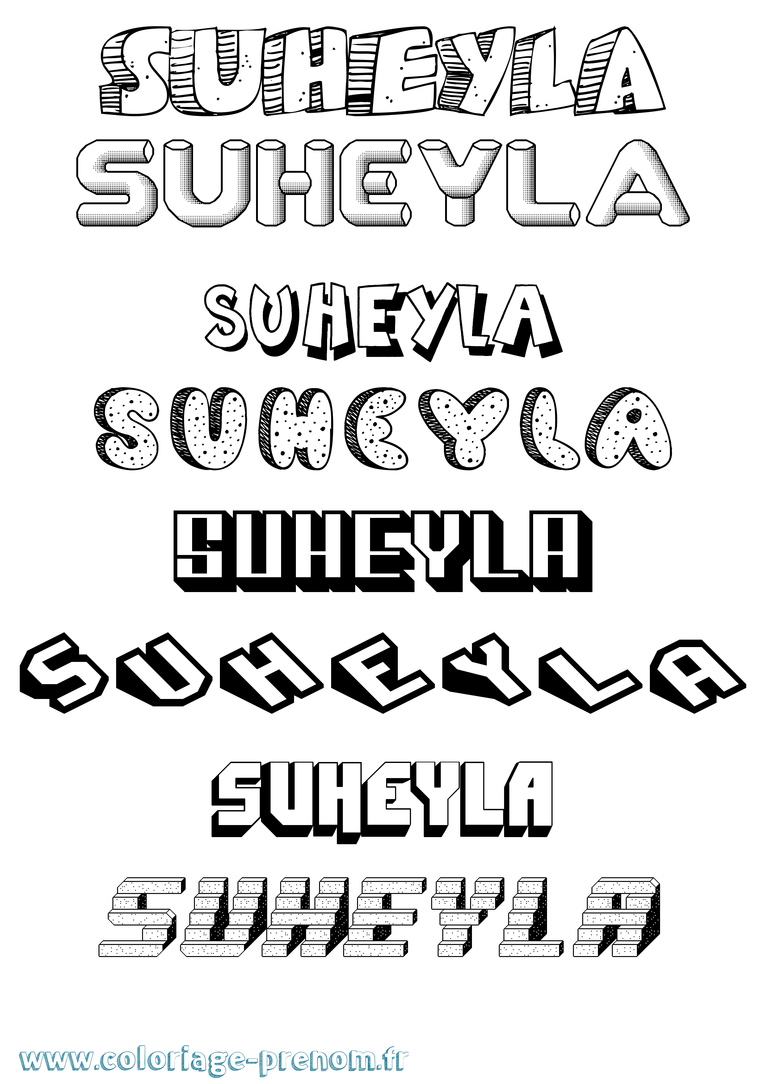 Coloriage Suheyla Effet 3D Coloriage prénom Suheyla Effet 3D