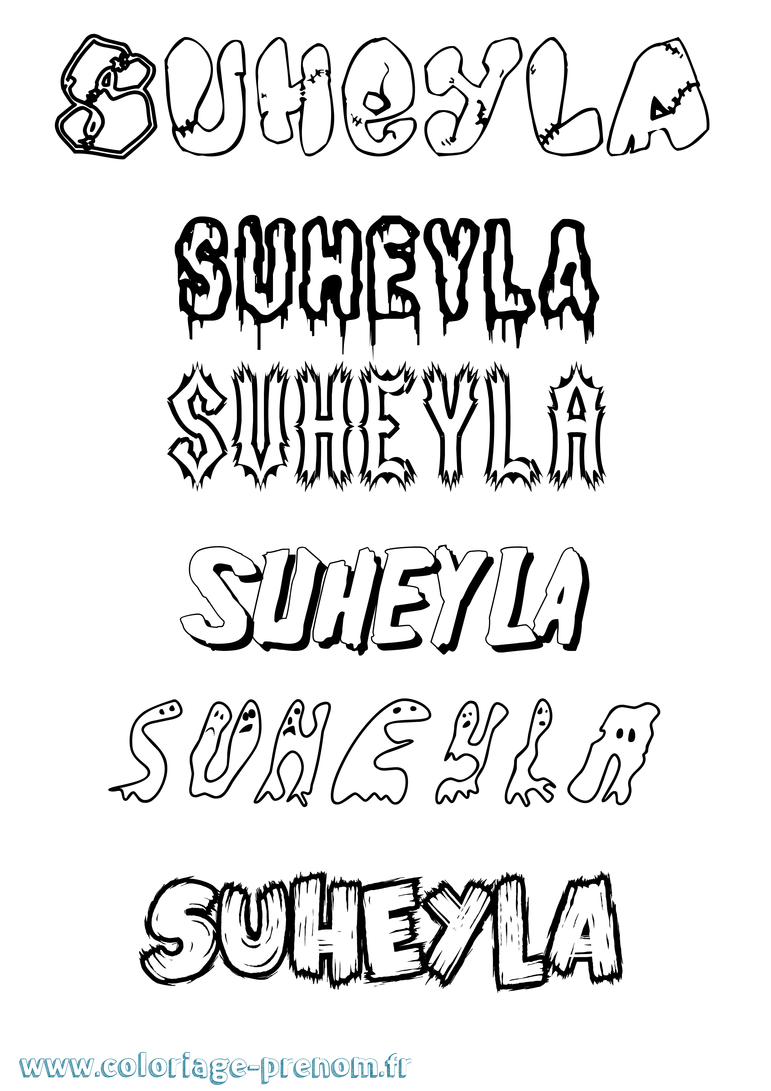 Coloriage Suheyla Frisson Coloriage prénom Suheyla Frisson