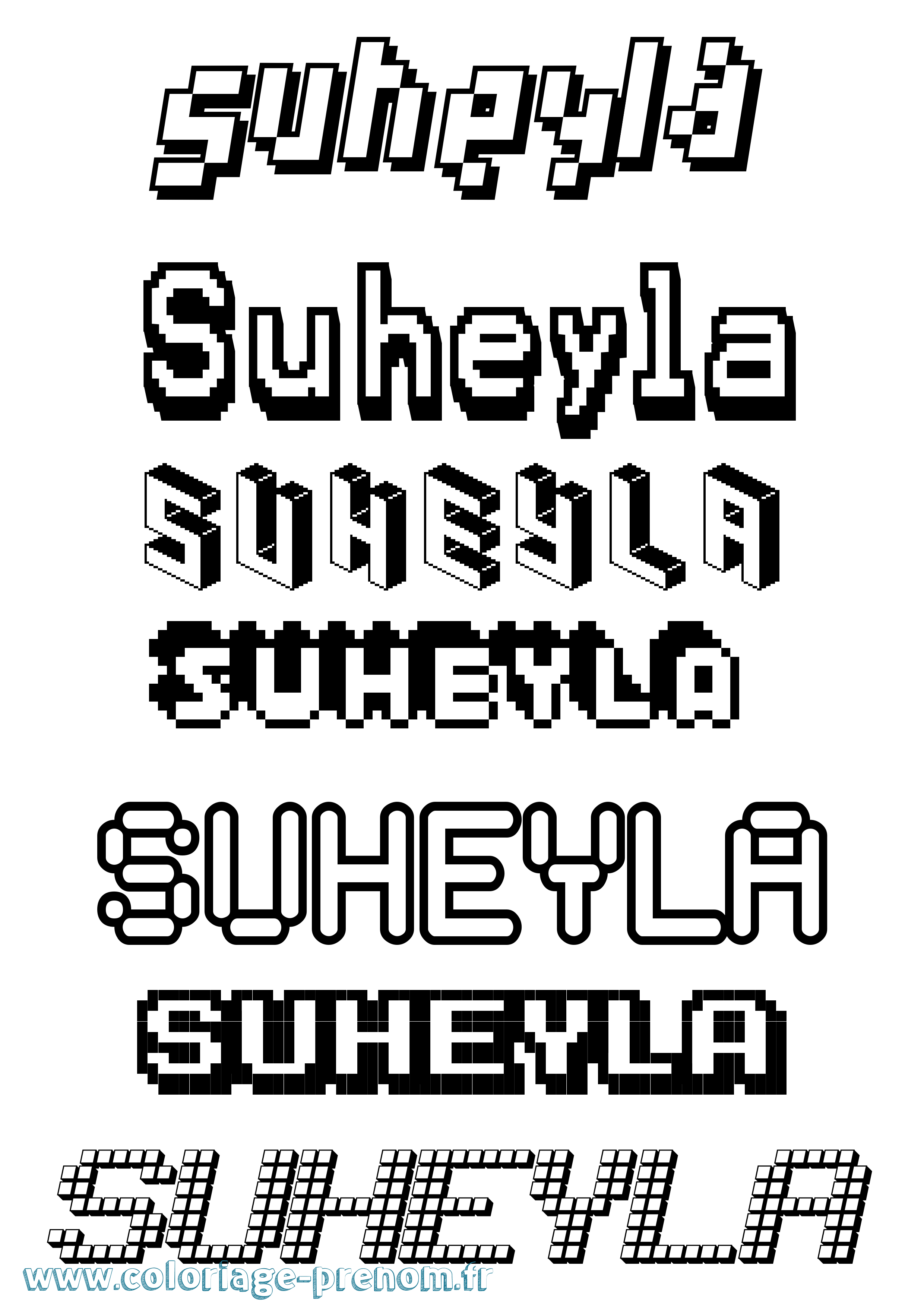 Coloriage Suheyla Pixel Coloriage prénom Suheyla Pixel