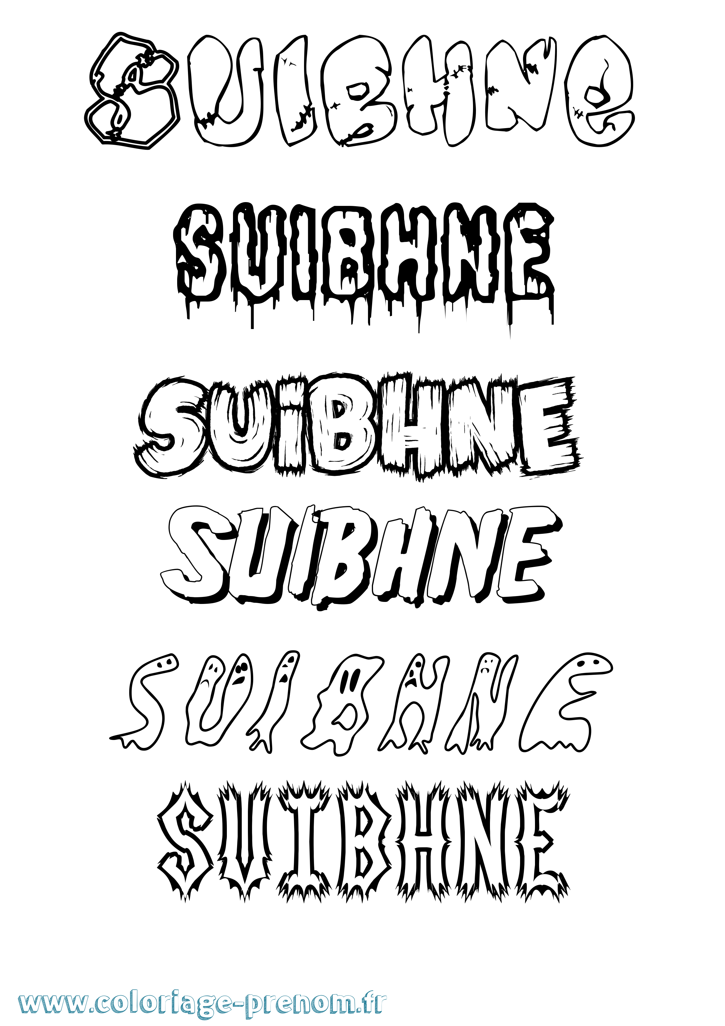 Coloriage Suibhne Frisson Coloriage prénom Suibhne Frisson