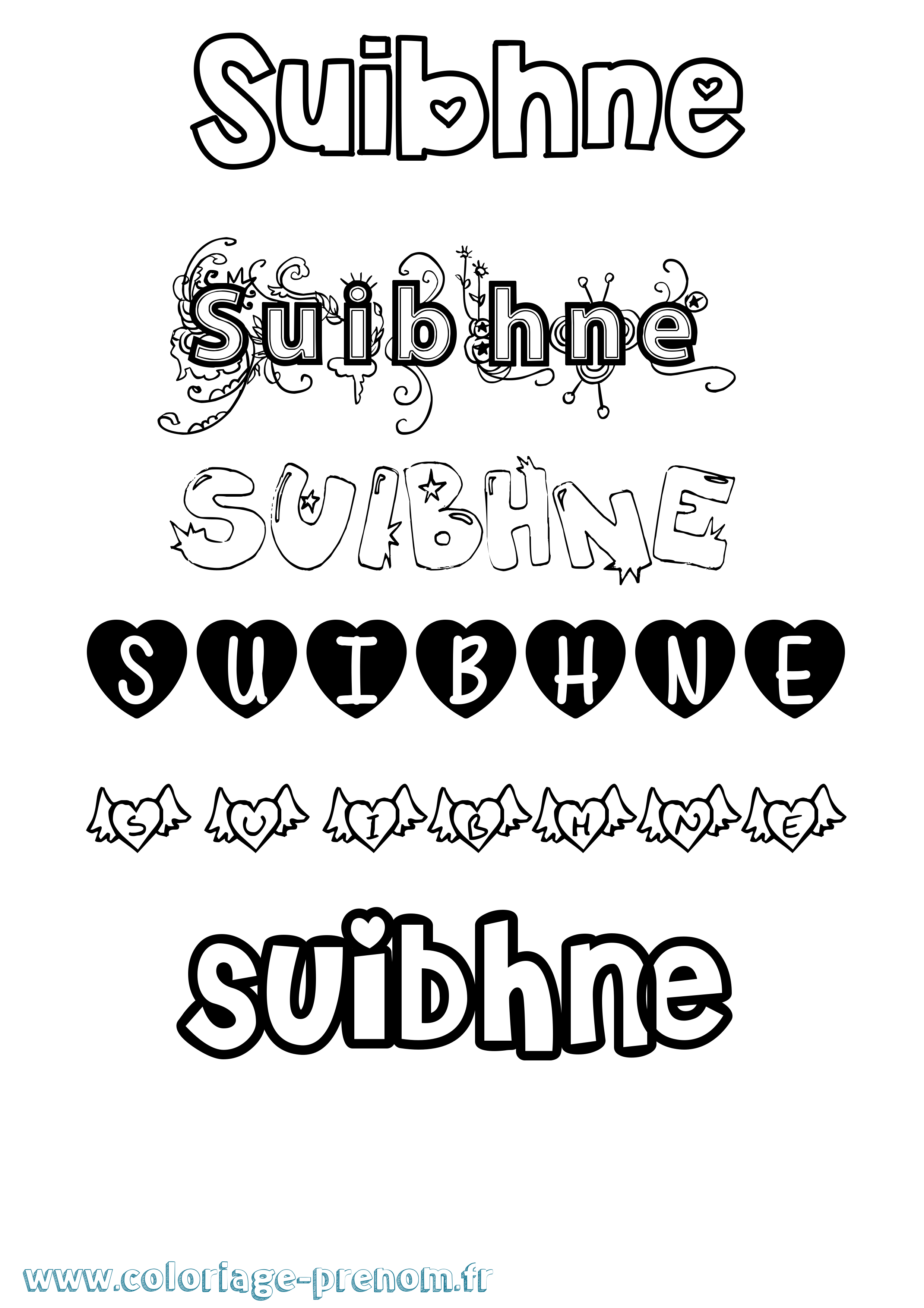 Coloriage Suibhne Girly Coloriage prénom Suibhne Girly