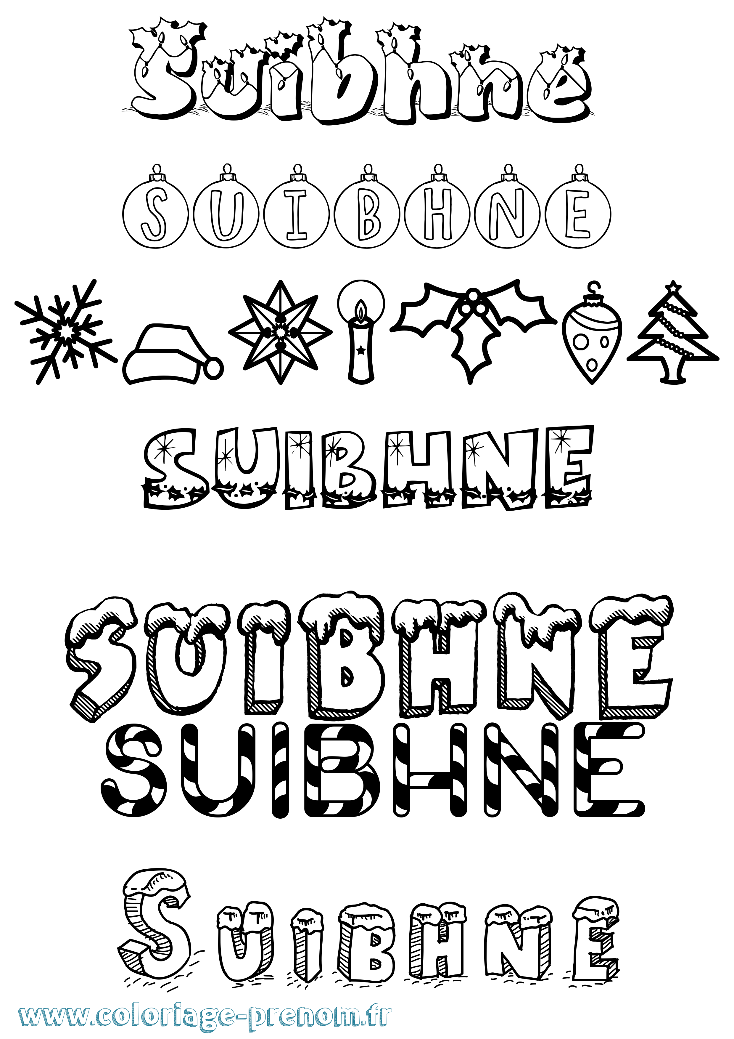Coloriage Suibhne Noël Coloriage prénom Suibhne Noël