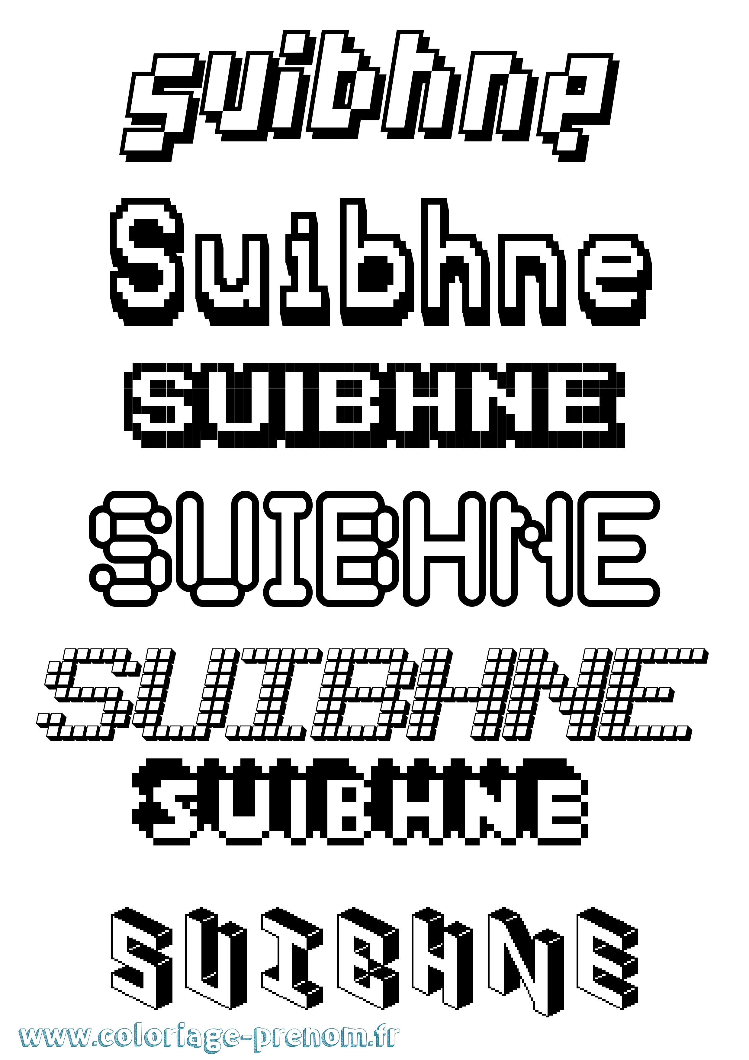 Coloriage Suibhne Pixel Coloriage prénom Suibhne Pixel