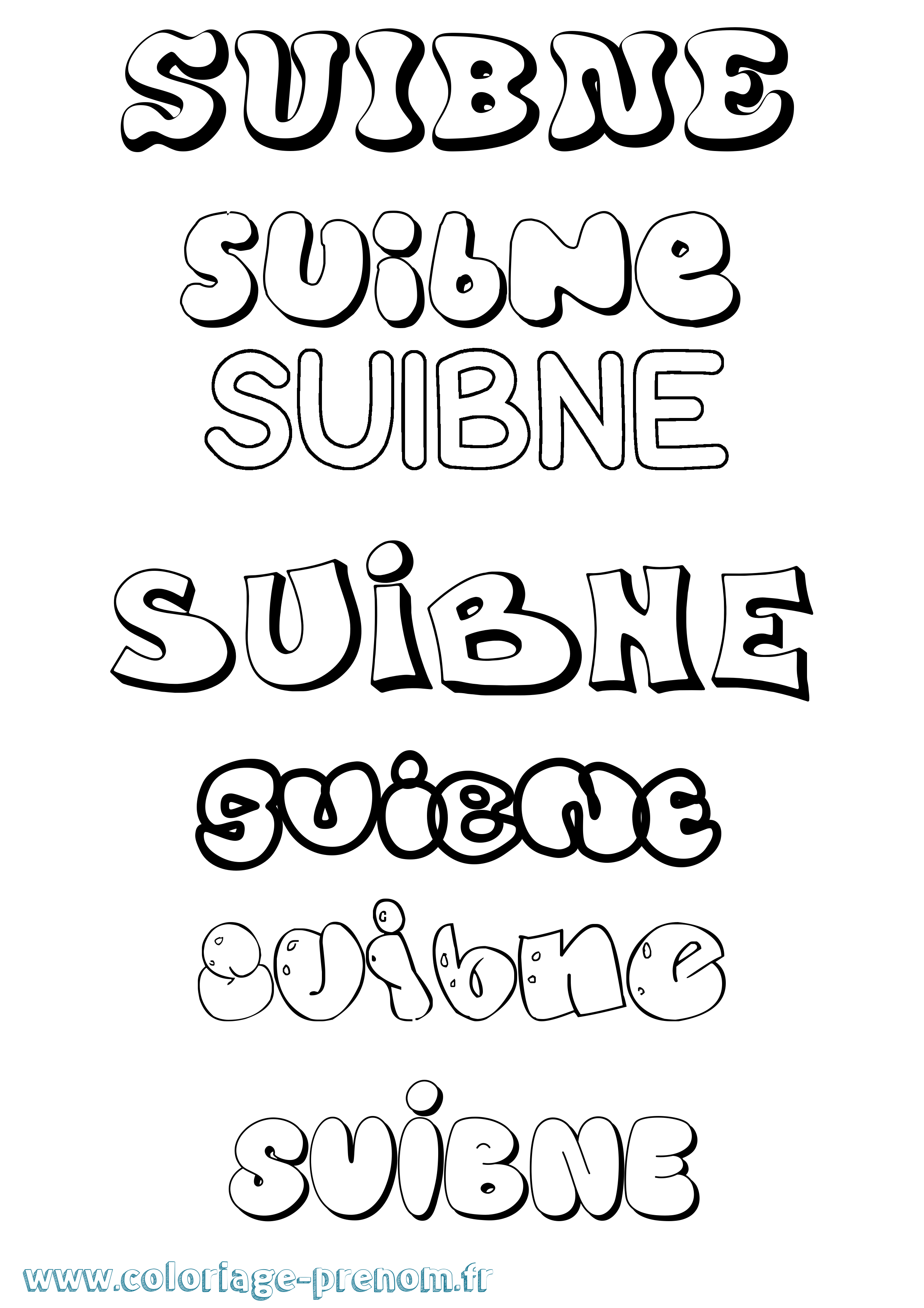 Coloriage Suibne Bubble Coloriage prénom Suibne Bubble