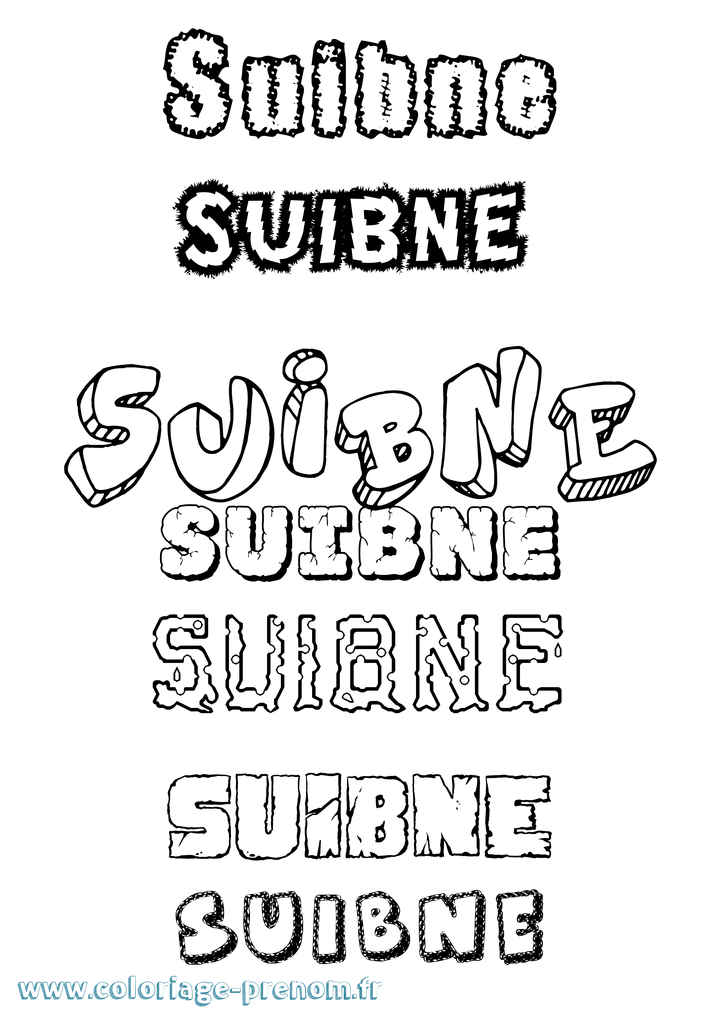 Coloriage Suibne Destructuré Coloriage prénom Suibne Destructuré