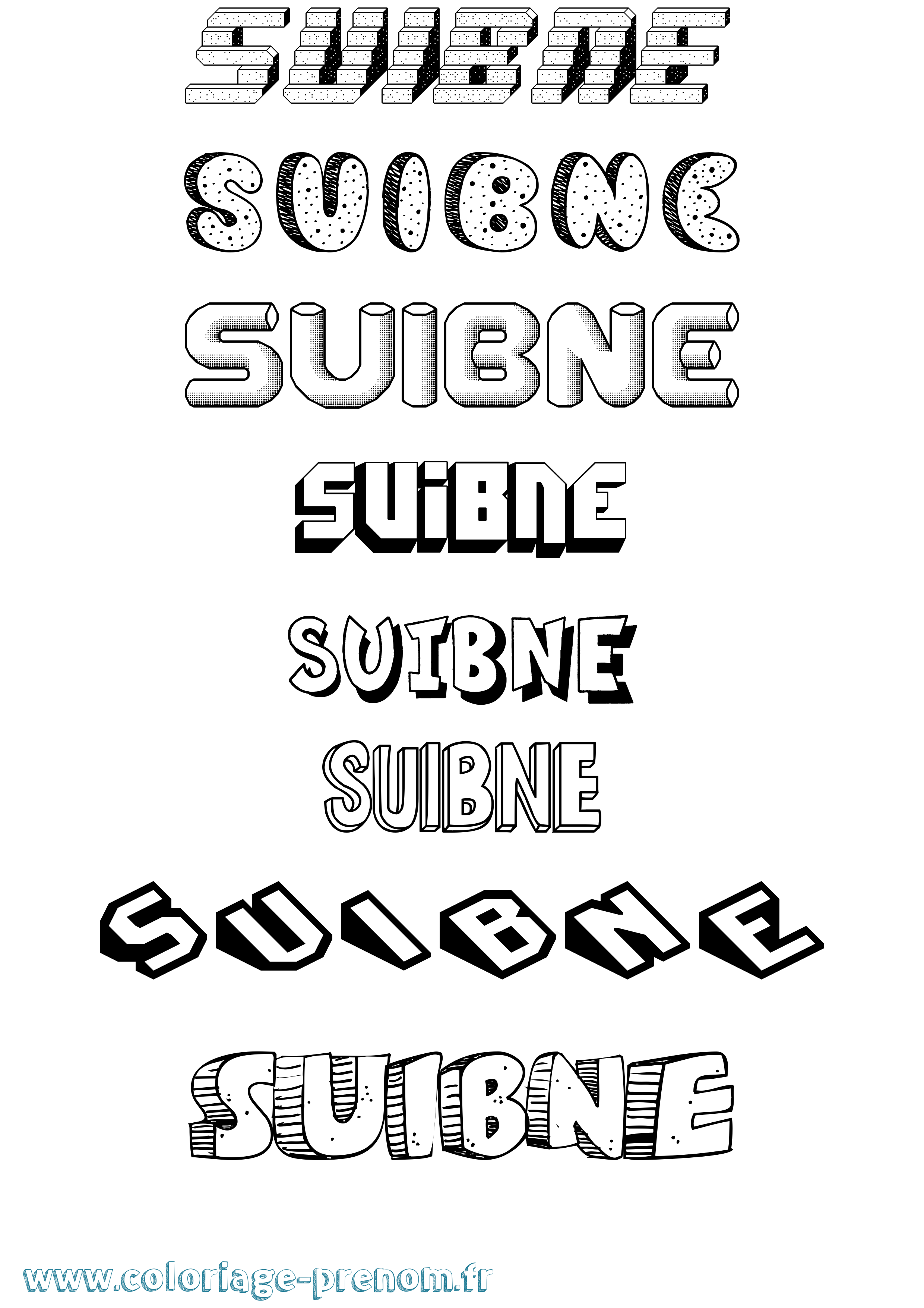 Coloriage Suibne Effet 3D Coloriage prénom Suibne Effet 3D