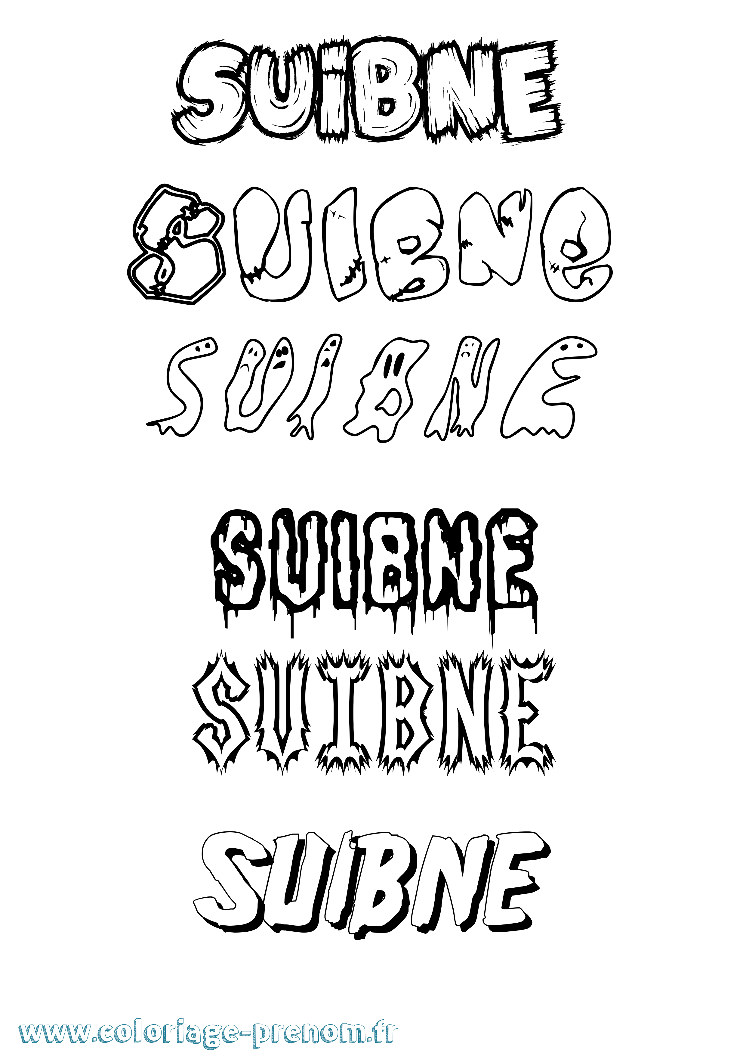 Coloriage Suibne Frisson Coloriage prénom Suibne Frisson