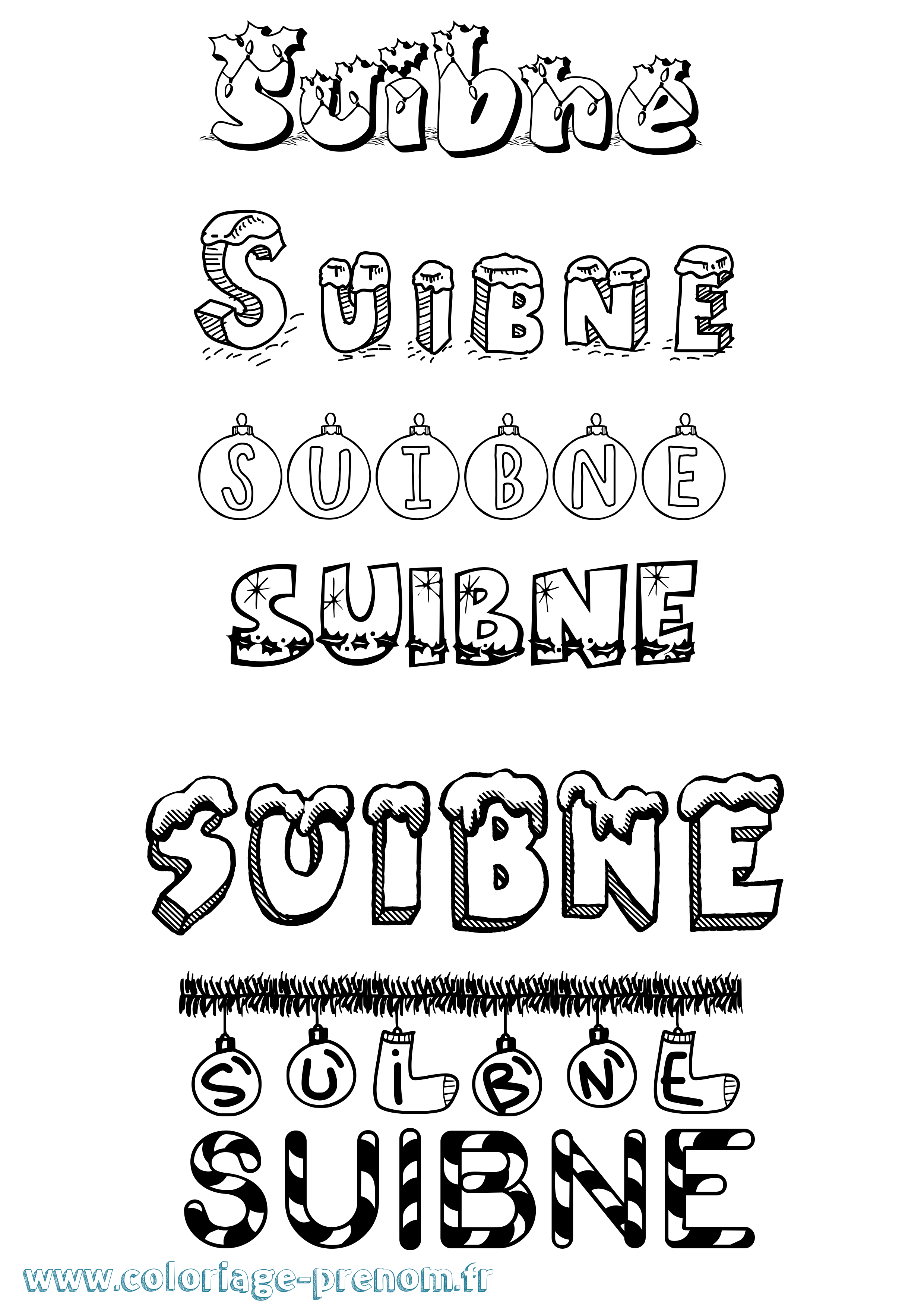 Coloriage Suibne Noël Coloriage prénom Suibne Noël