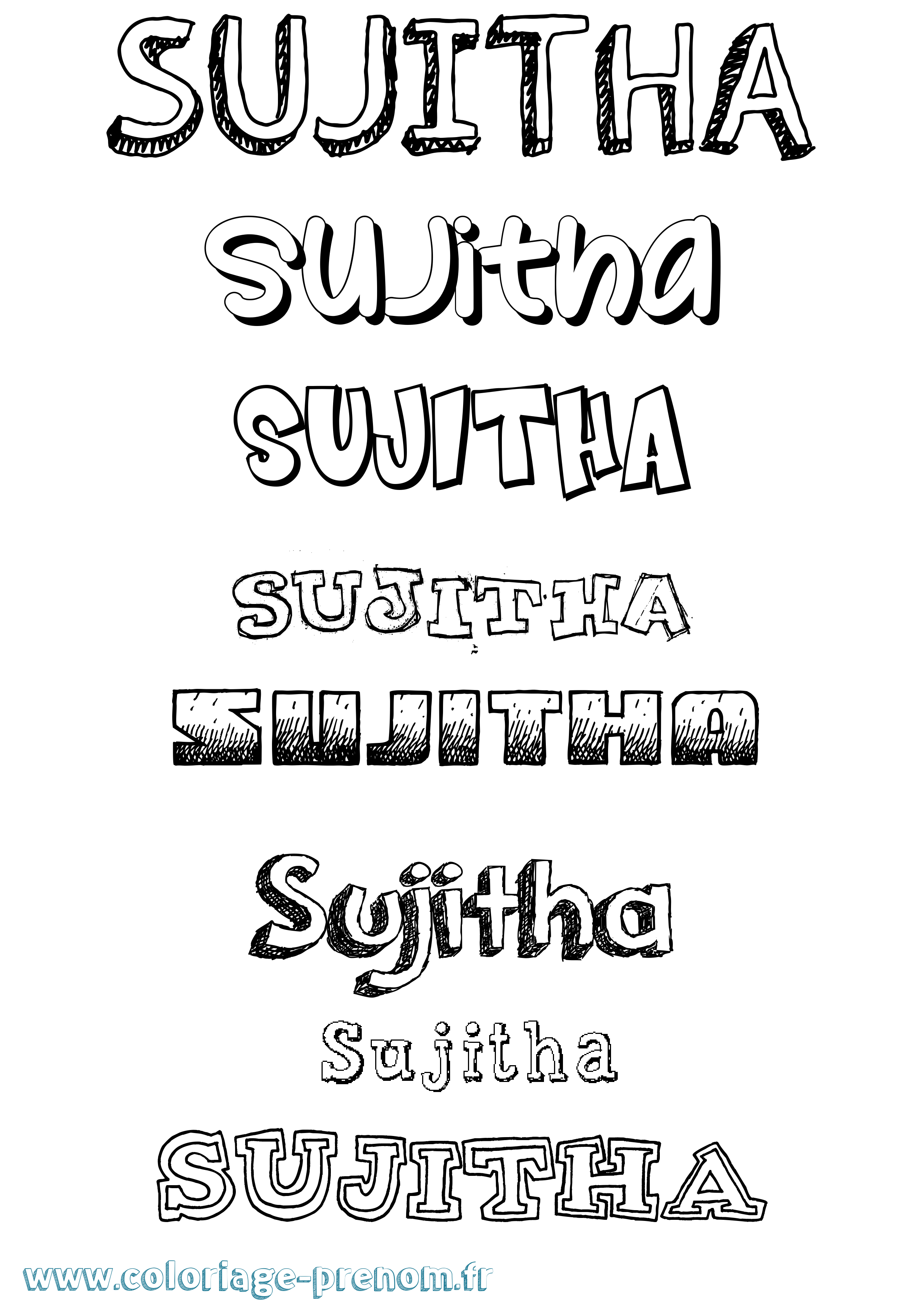 Coloriage Sujitha Dessiné Coloriage prénom Sujitha Dessiné