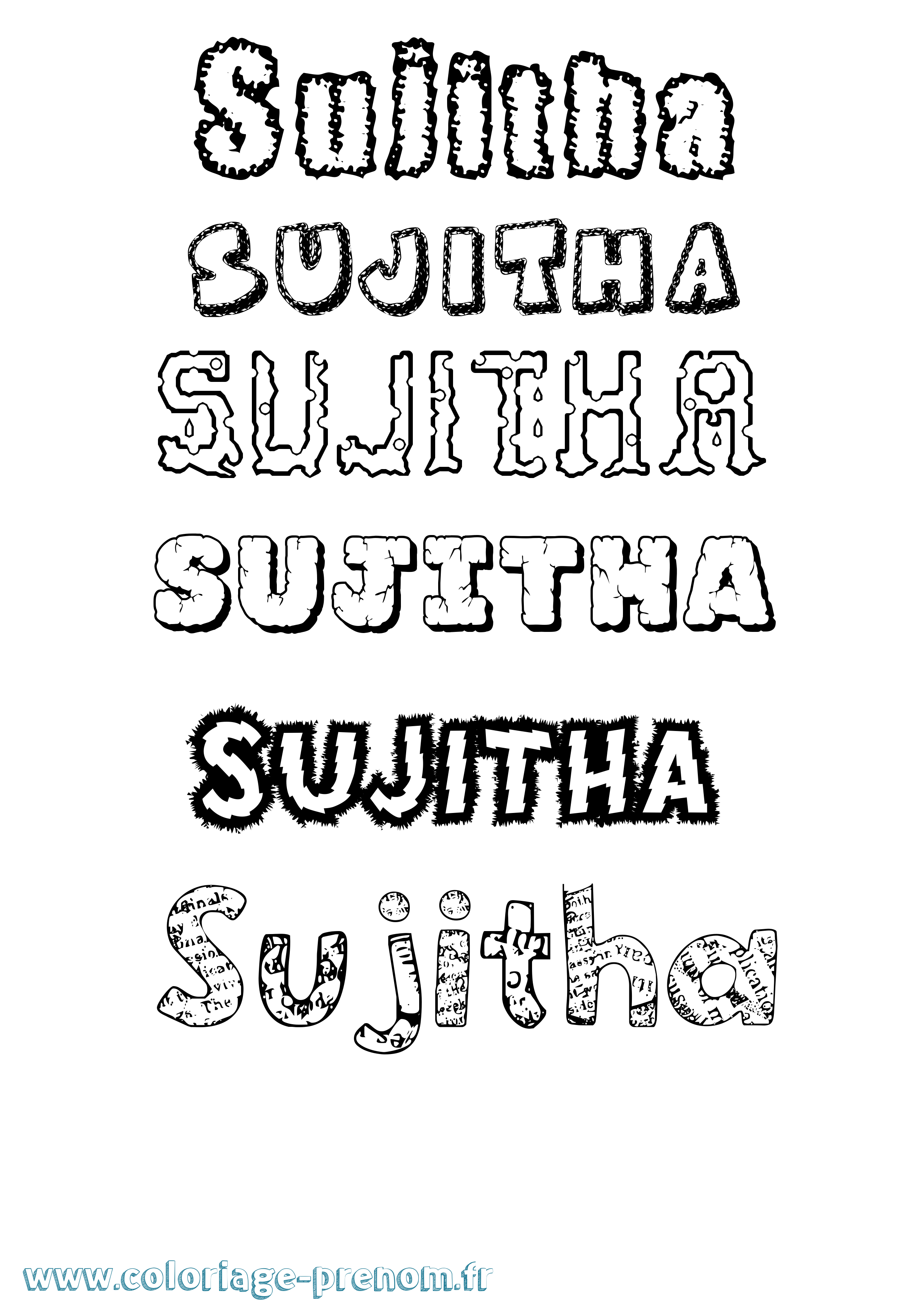 Coloriage Sujitha Destructuré Coloriage prénom Sujitha Destructuré