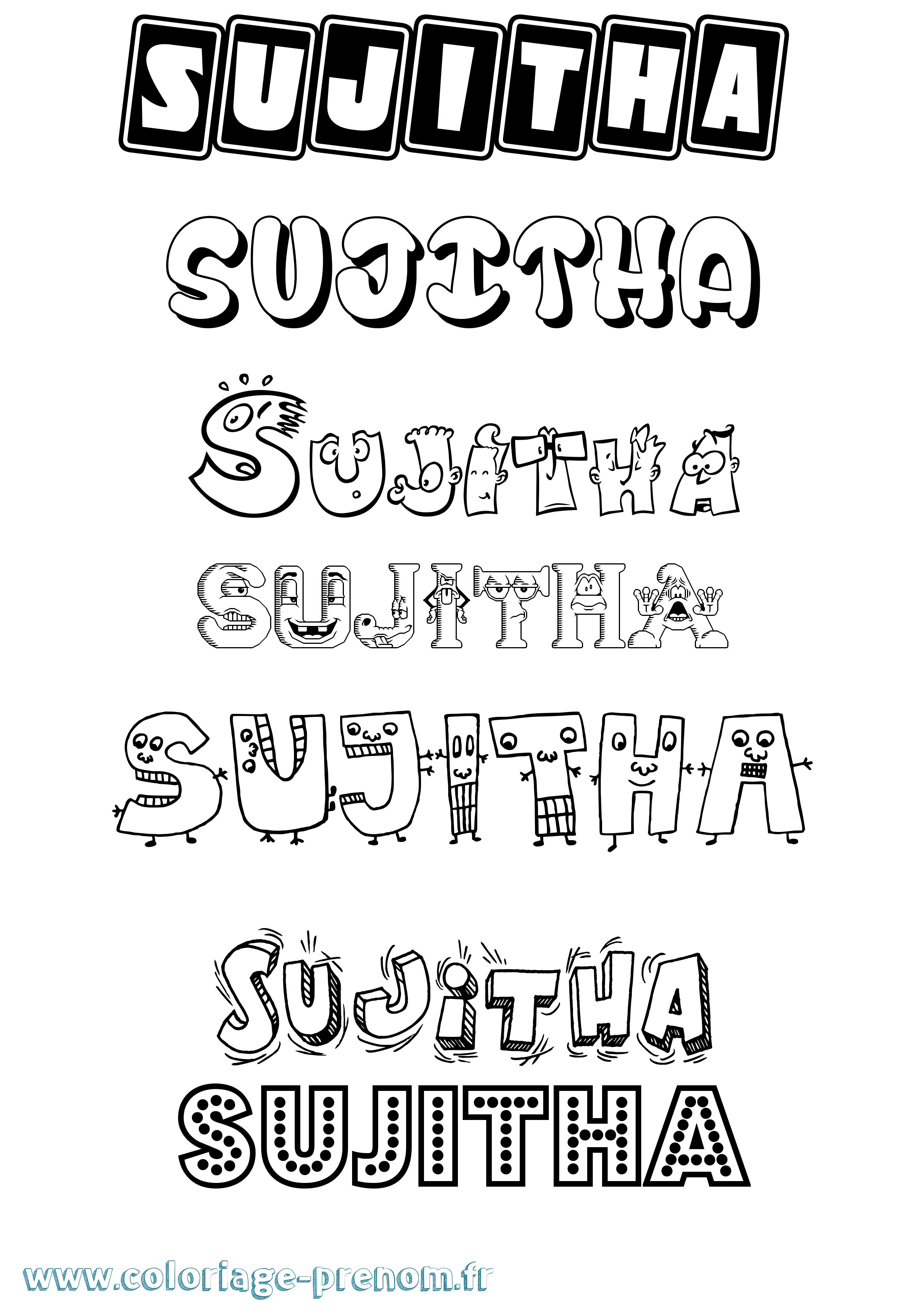 Coloriage Sujitha Fun Coloriage prénom Sujitha Fun