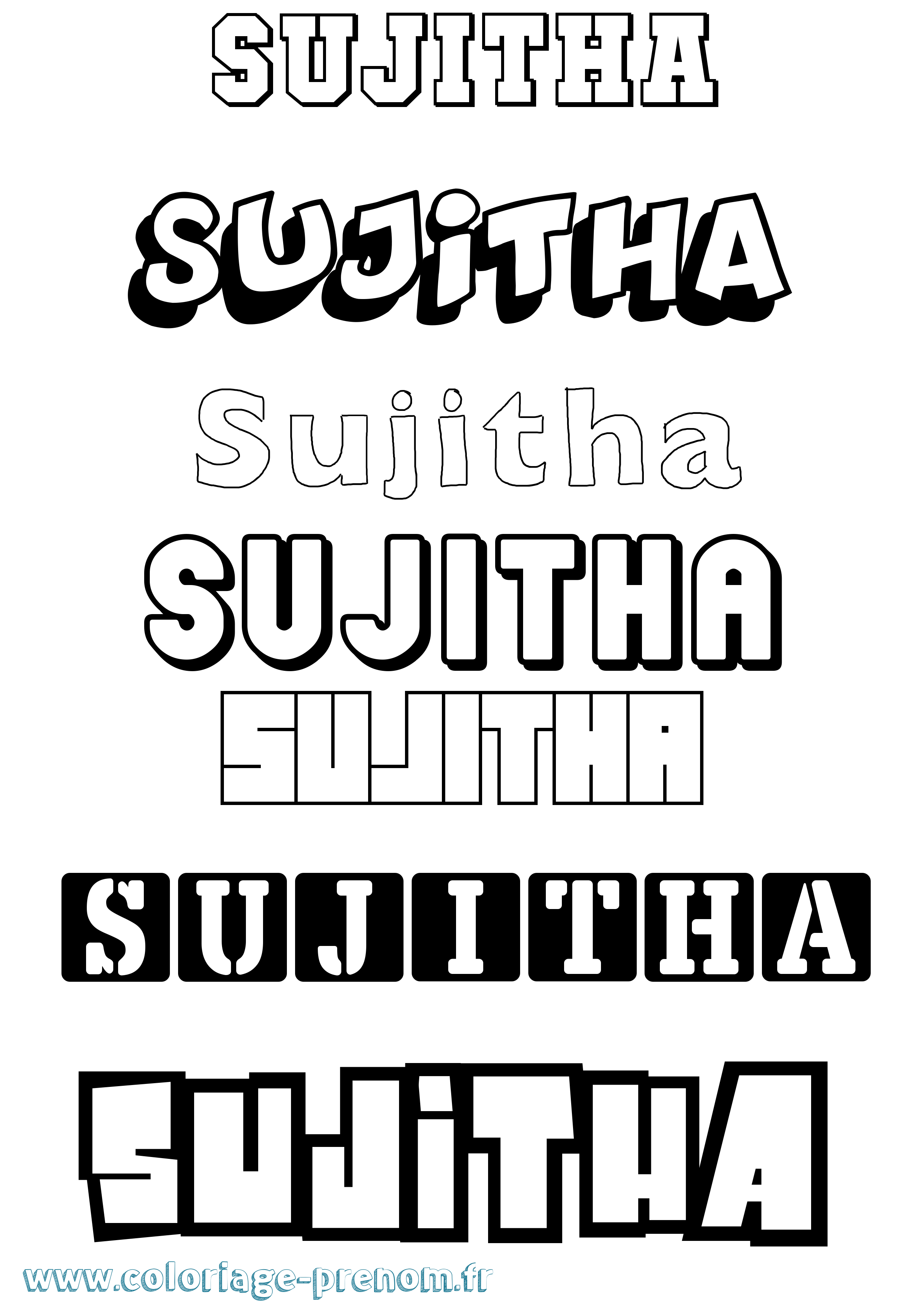 Coloriage Sujitha Simple Coloriage prénom Sujitha Simple