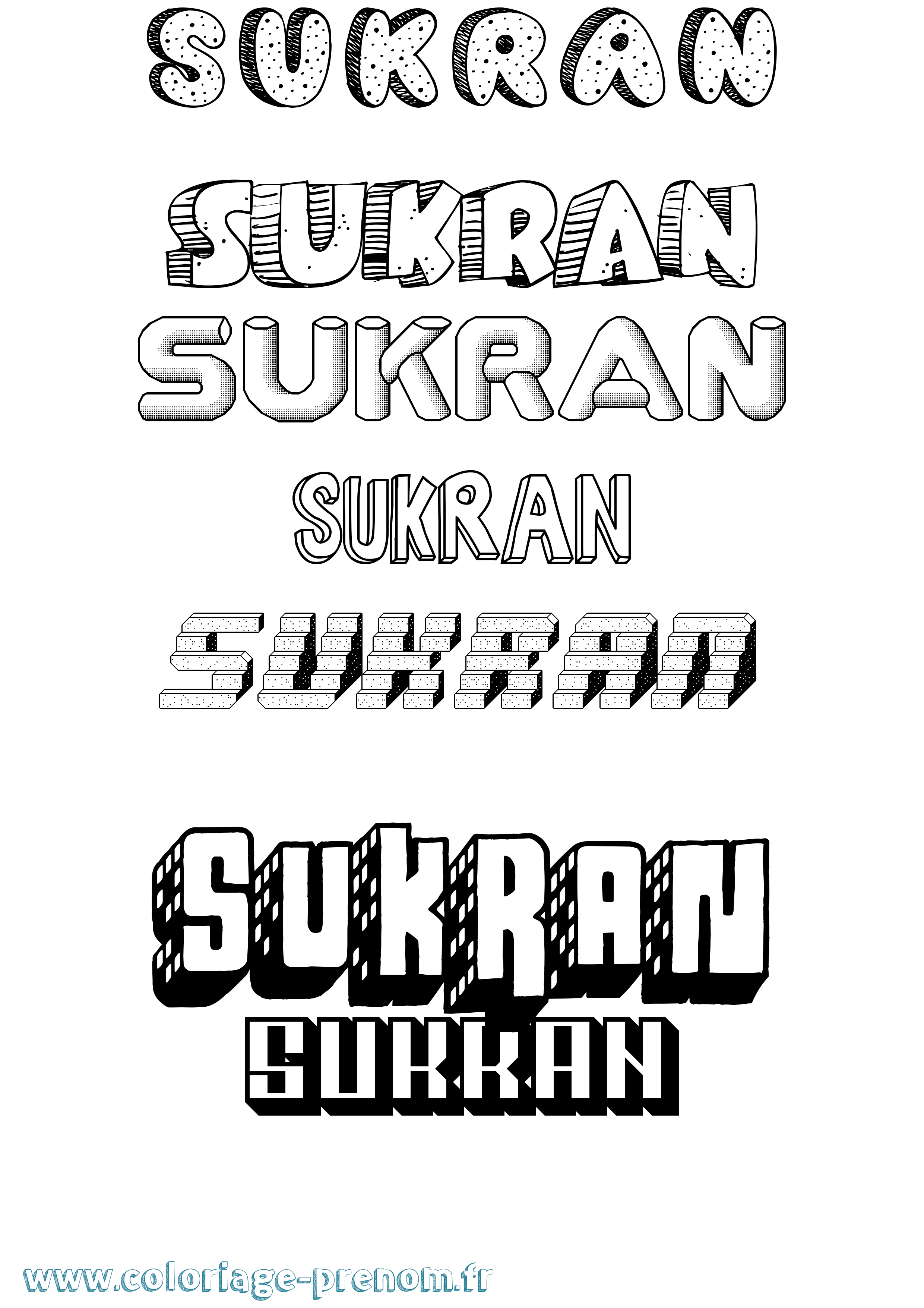 Coloriage Sukran Effet 3D Coloriage prénom Sukran Effet 3D