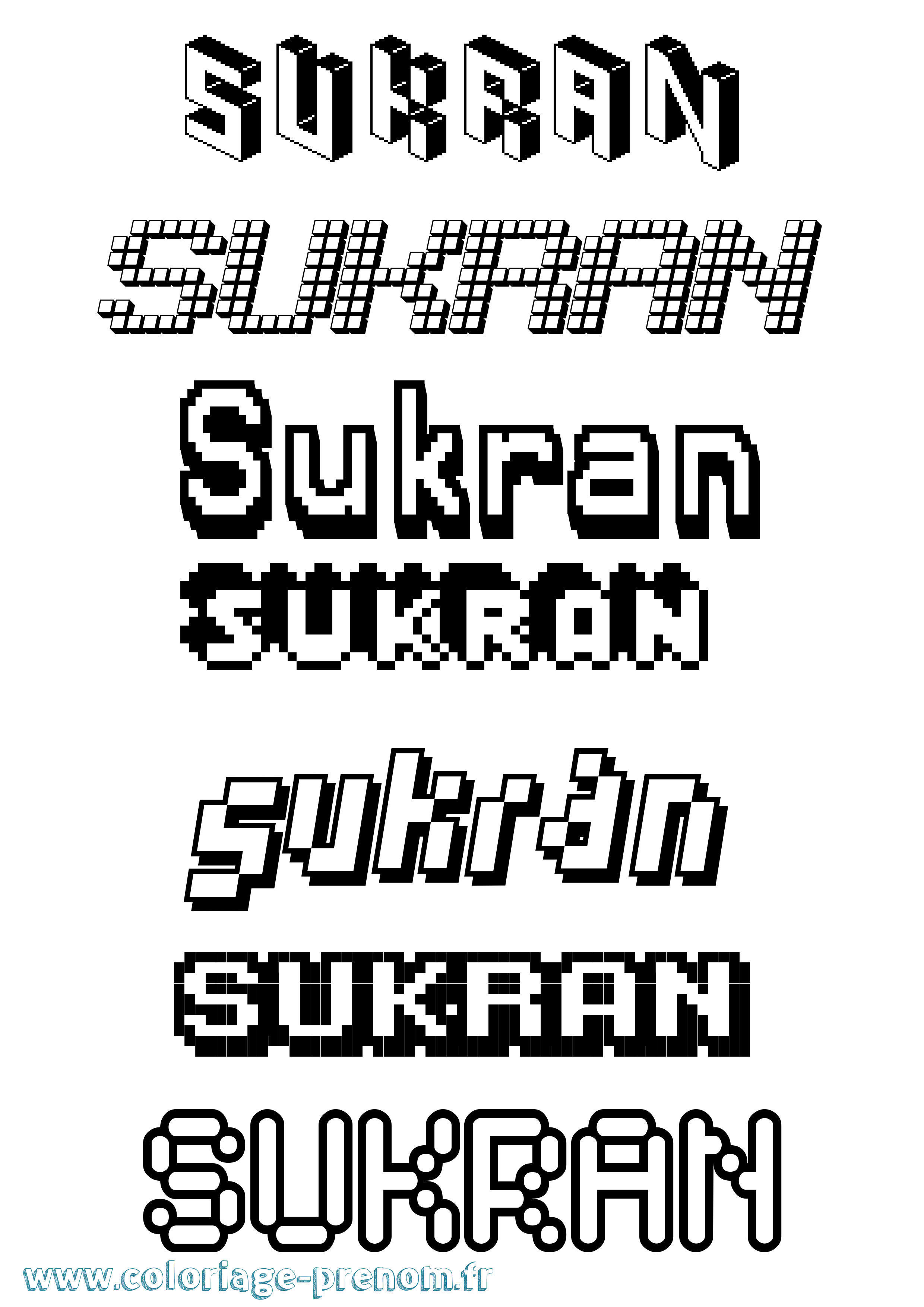 Coloriage Sukran Pixel Coloriage prénom Sukran Pixel