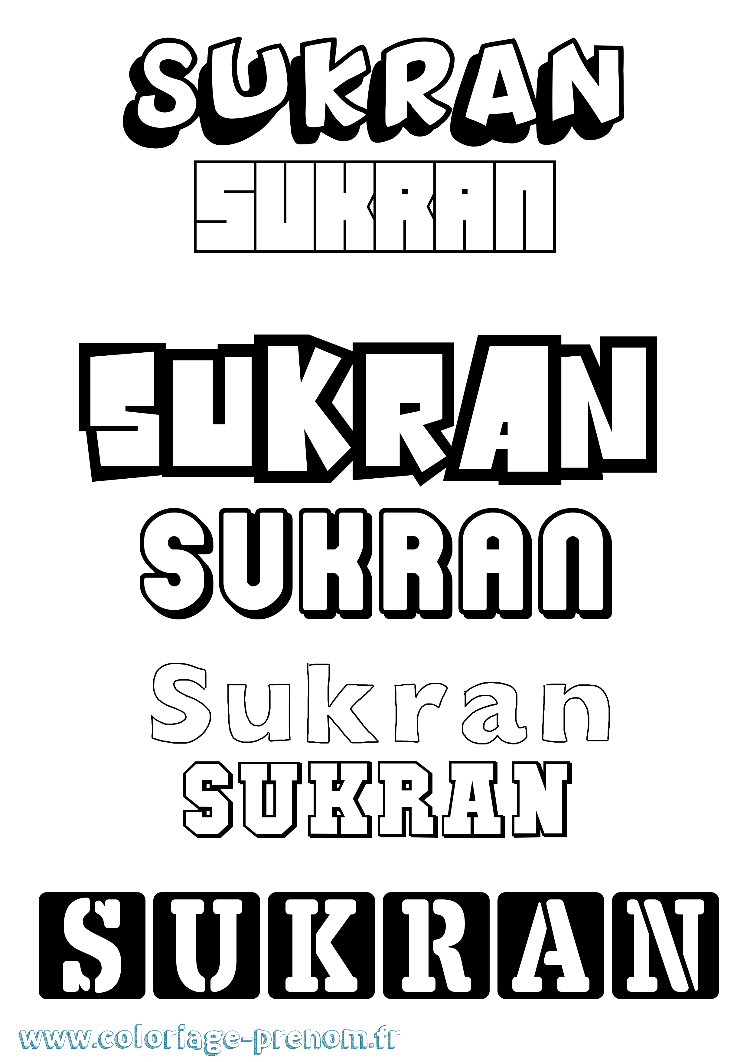 Coloriage Sukran Simple Coloriage prénom Sukran Simple