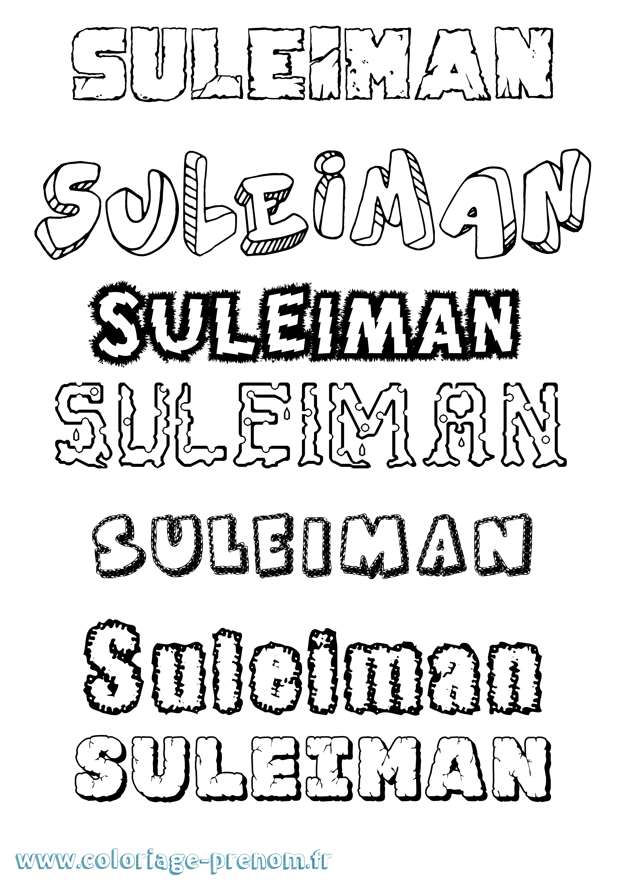 Coloriage Süleiman Destructuré Coloriage prénom Süleiman Destructuré