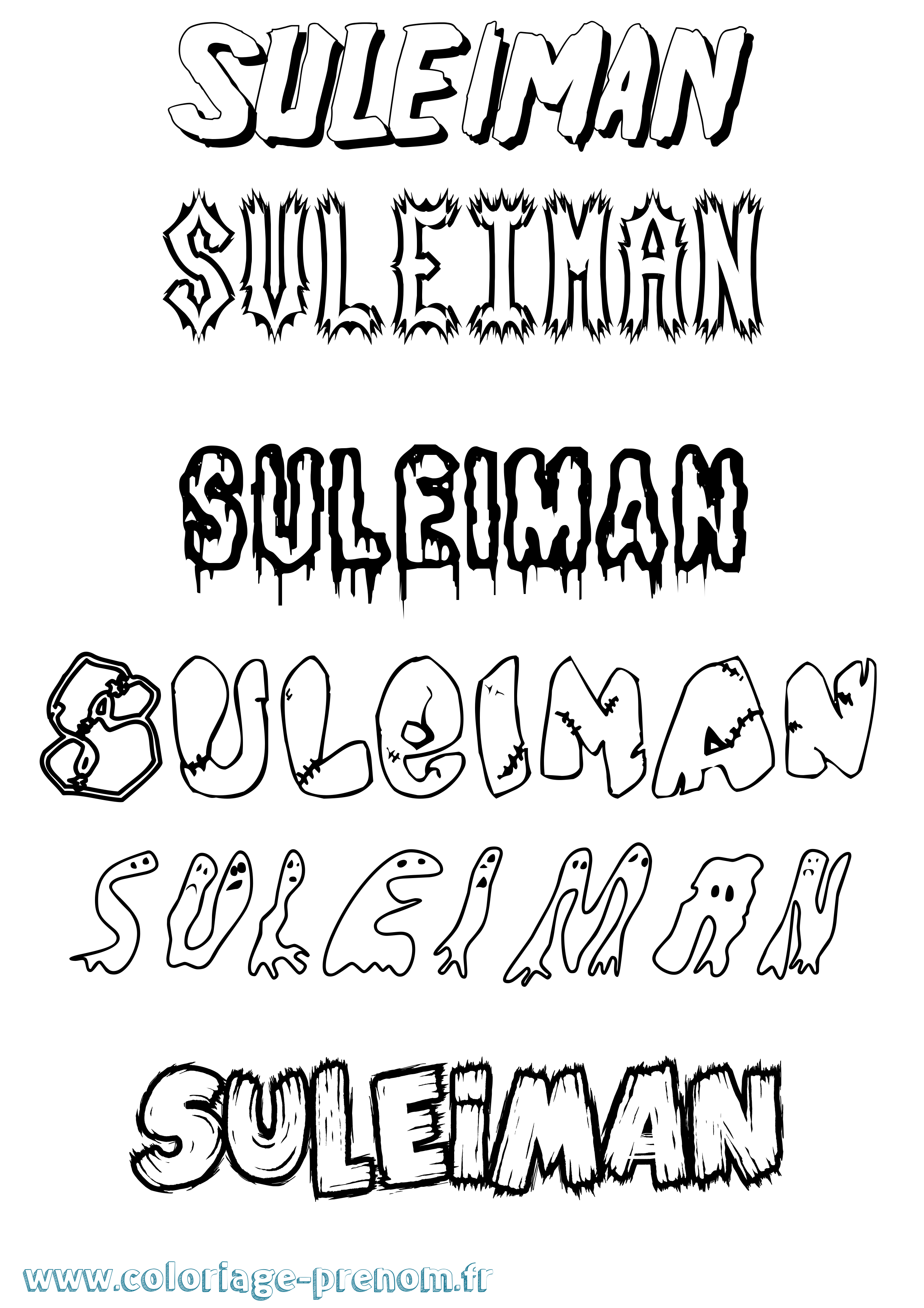 Coloriage Suleiman Frisson Coloriage prénom Suleiman Frisson