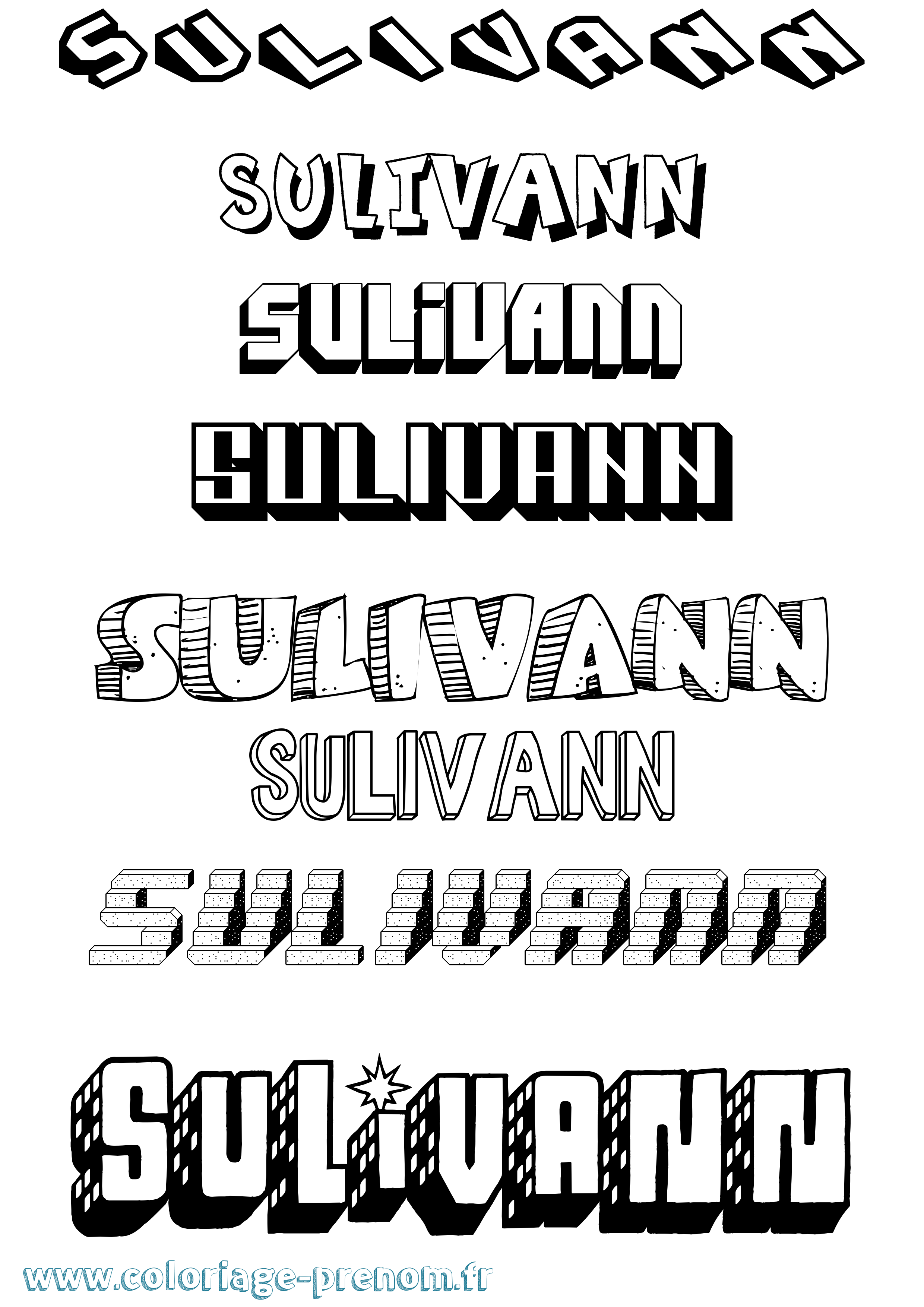 Coloriage Sulivann Effet 3D Coloriage prénom Sulivann Effet 3D