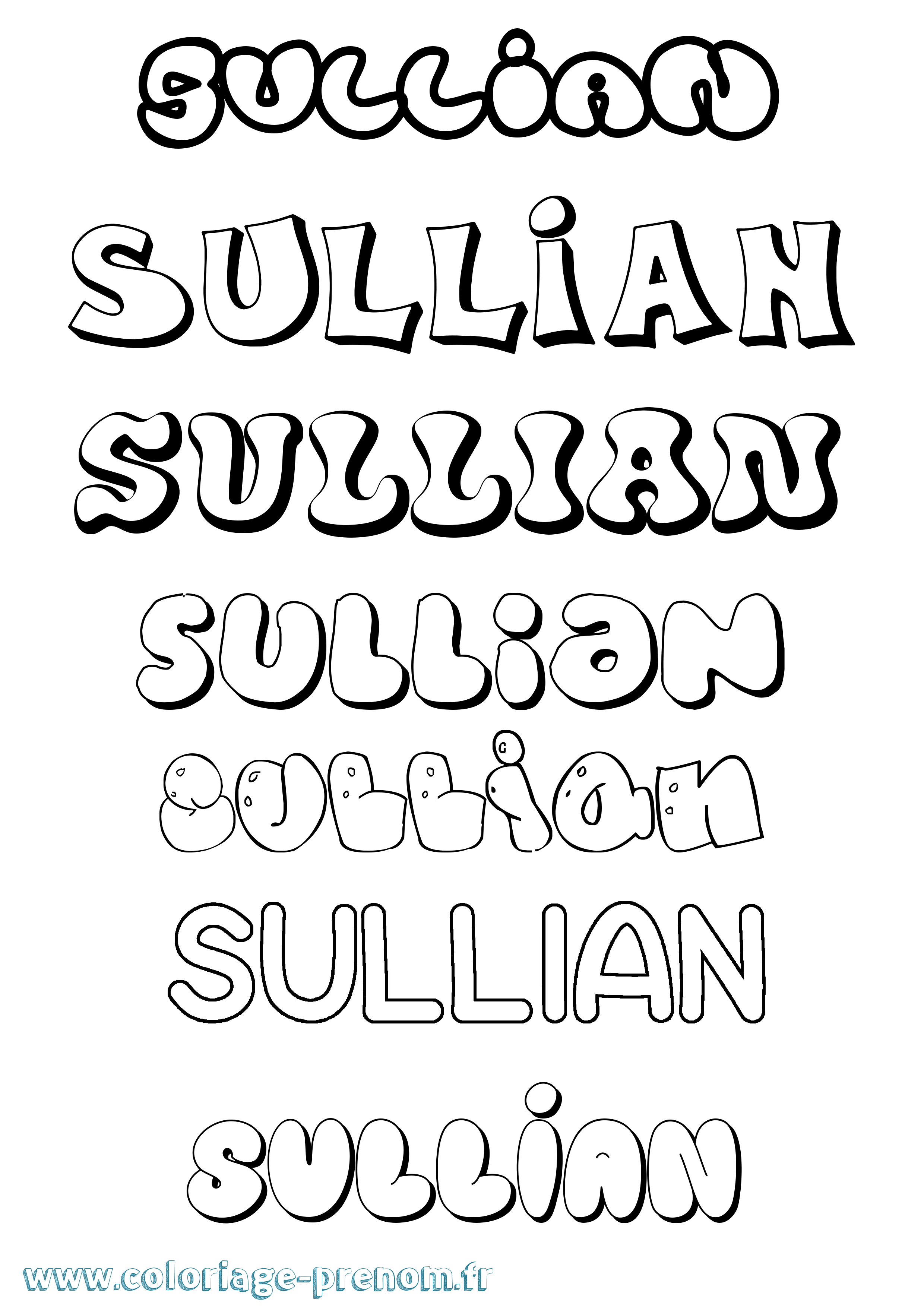 Coloriage Sullian Bubble Coloriage prénom Sullian Bubble