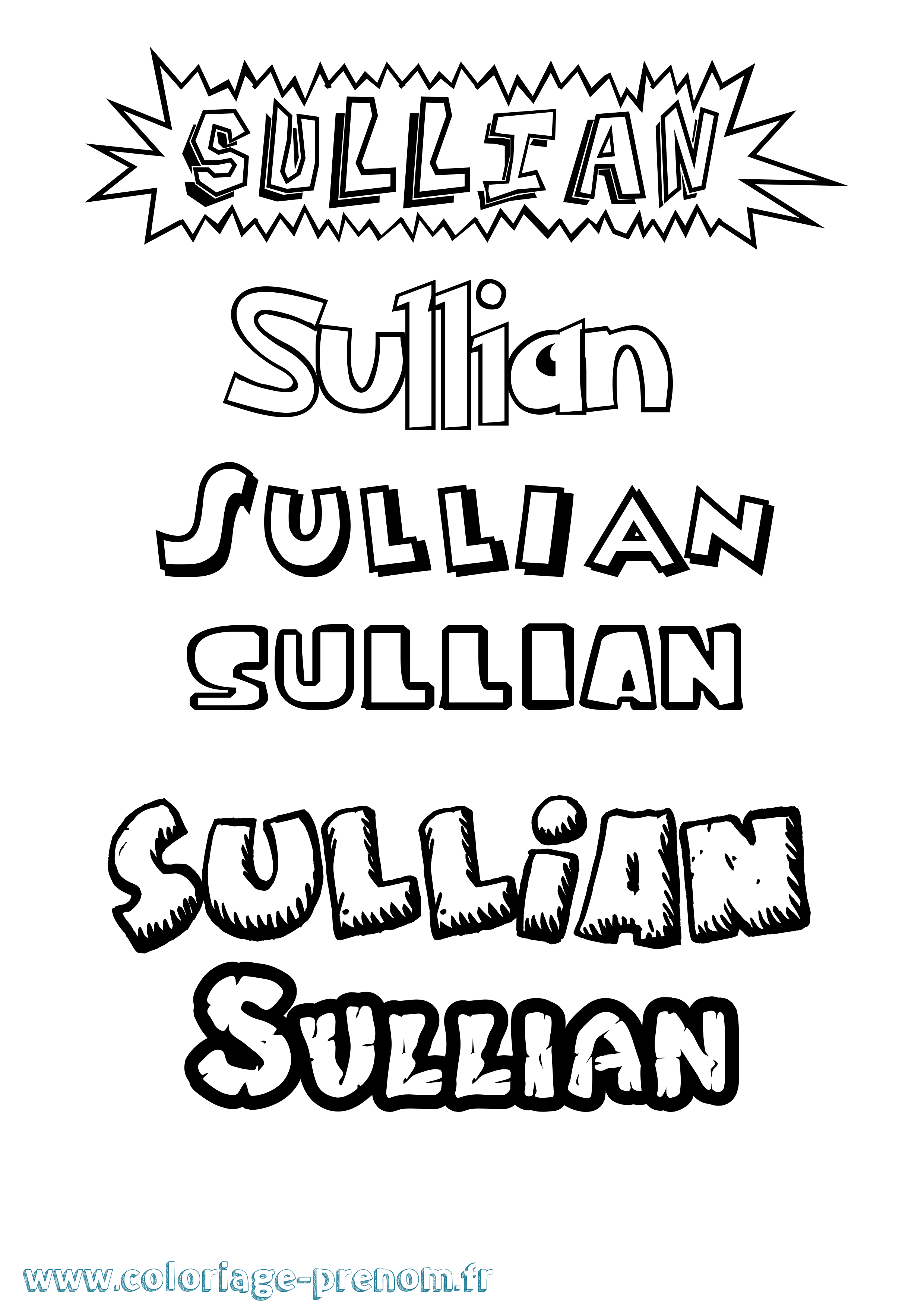 Coloriage Sullian Dessin Animé Coloriage prénom Sullian Dessin Animé