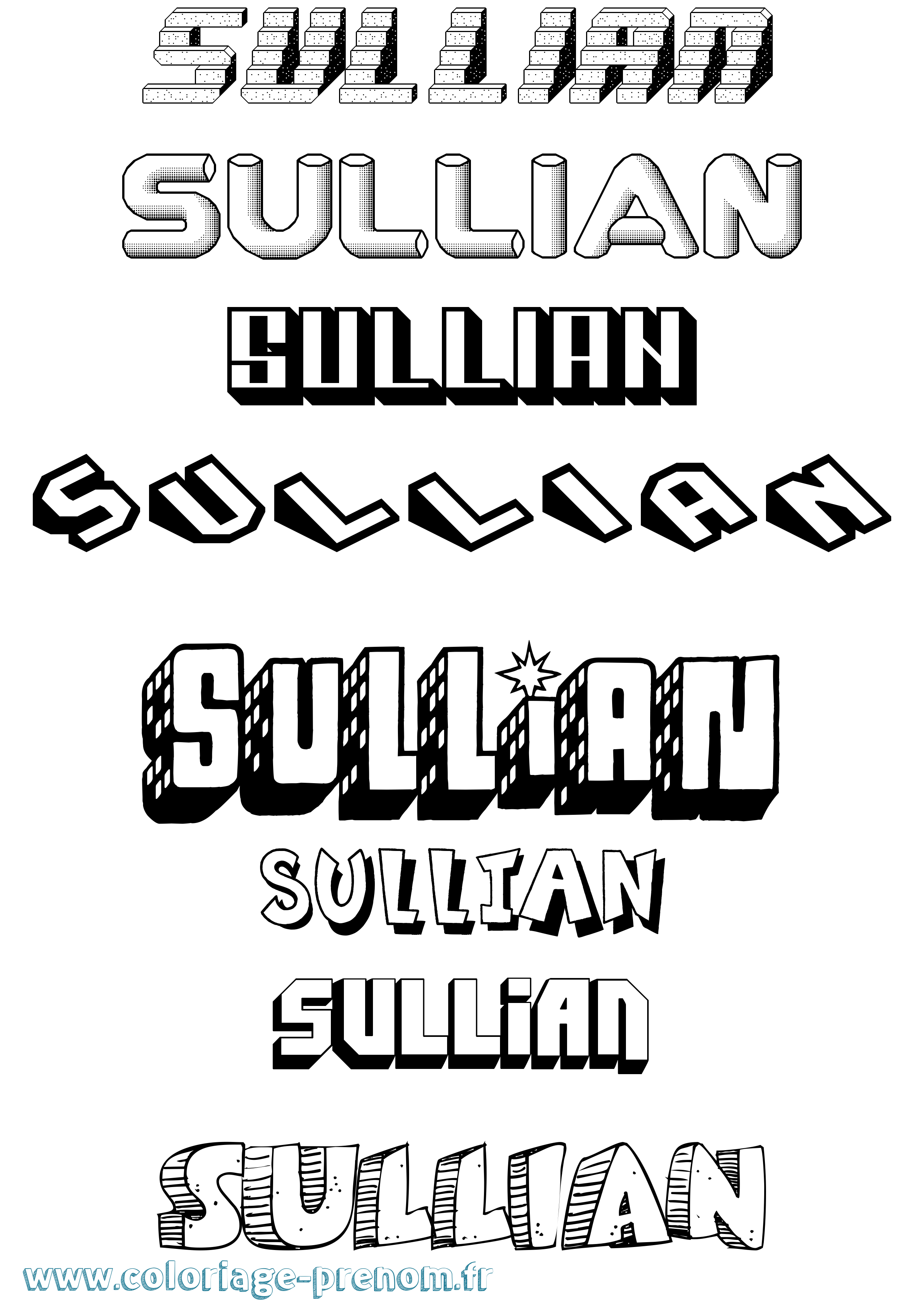 Coloriage Sullian Effet 3D Coloriage prénom Sullian Effet 3D