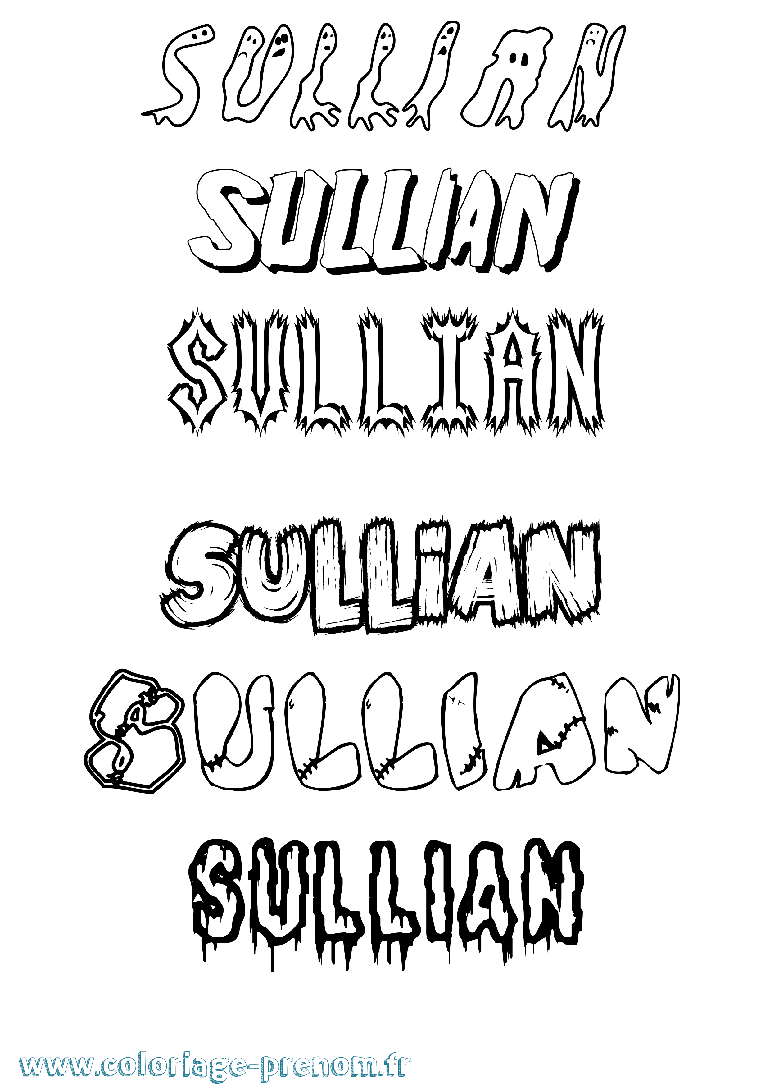 Coloriage Sullian Frisson Coloriage prénom Sullian Frisson