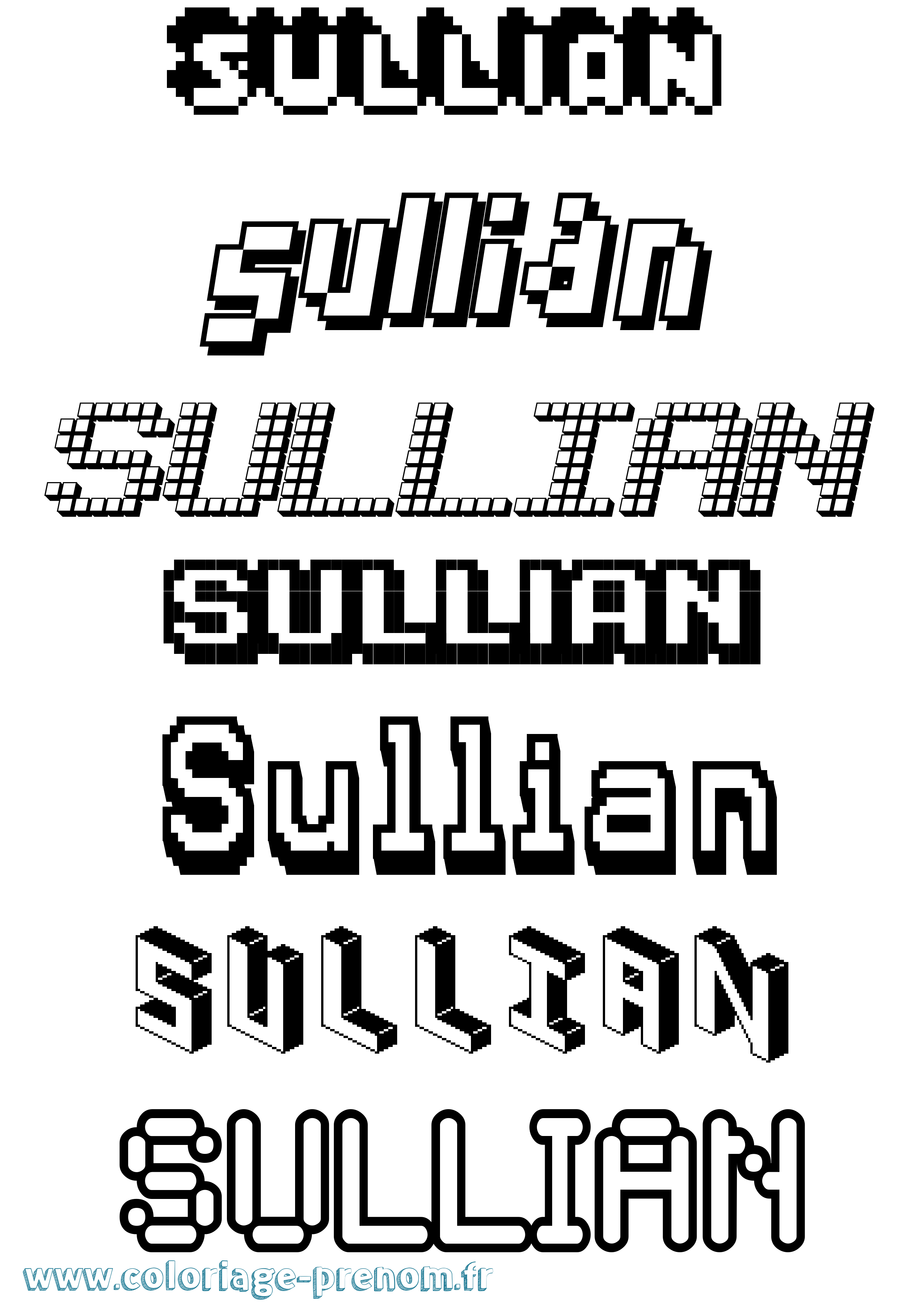 Coloriage Sullian Pixel Coloriage prénom Sullian Pixel