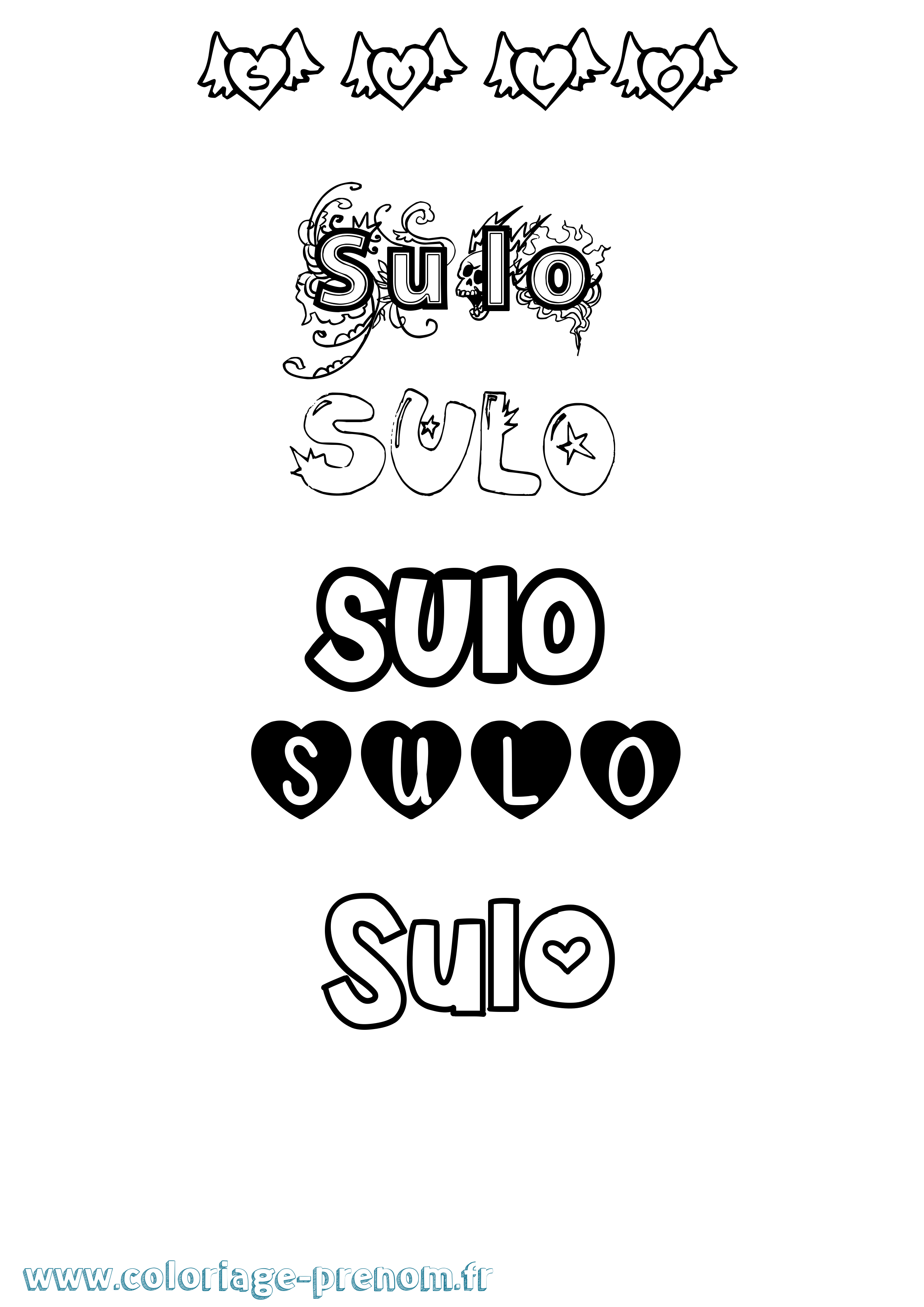 Coloriage Sulo Girly Coloriage prénom Sulo Girly