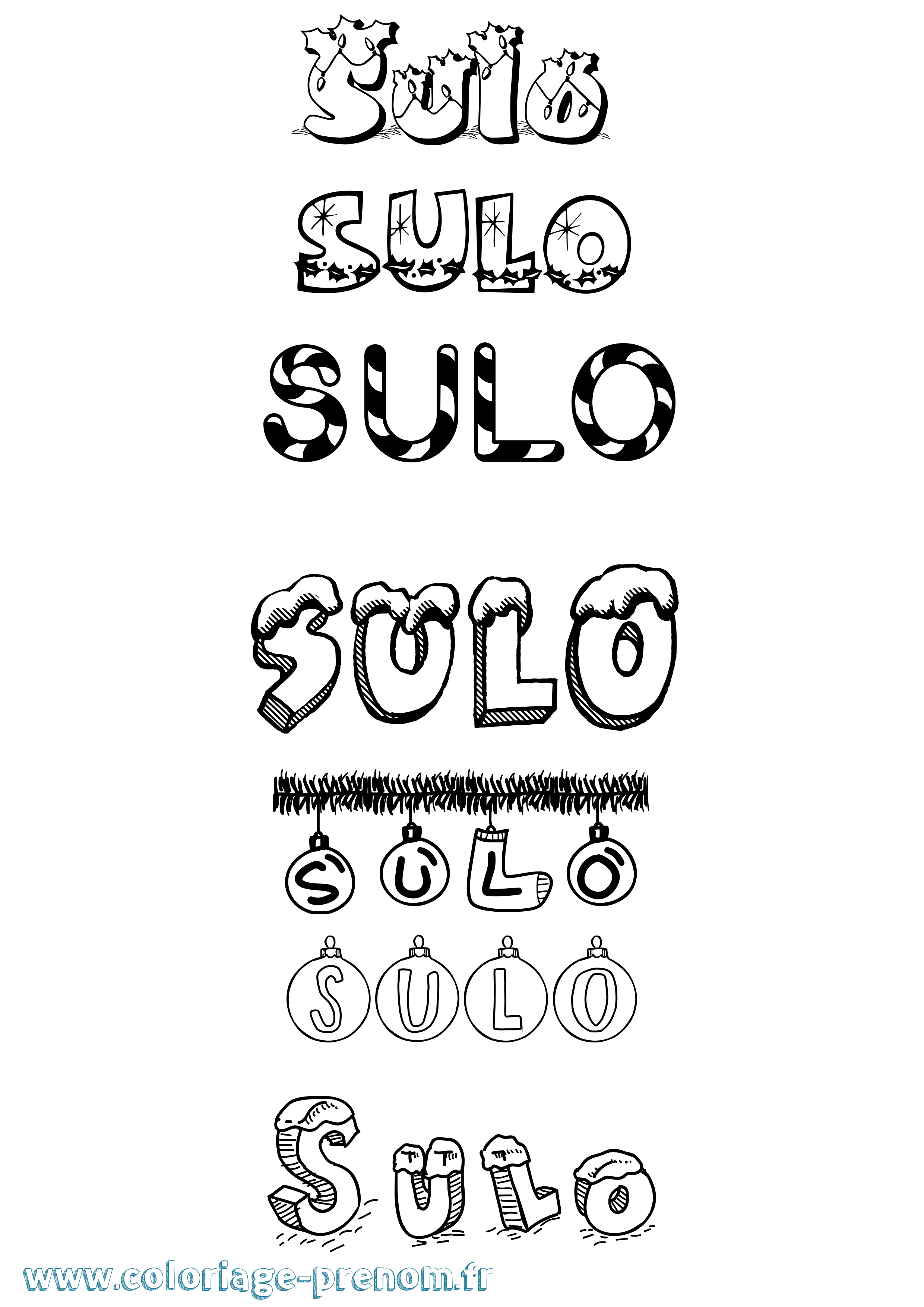 Coloriage Sulo Noël Coloriage prénom Sulo Noël