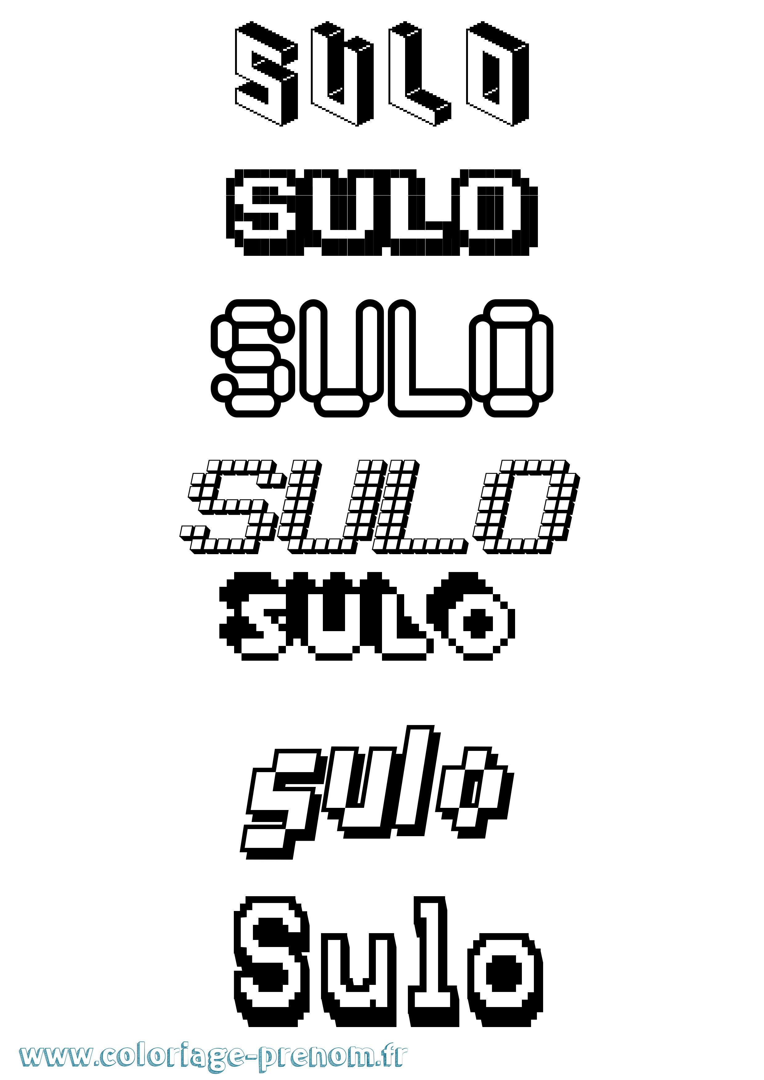 Coloriage Sulo Pixel Coloriage prénom Sulo Pixel