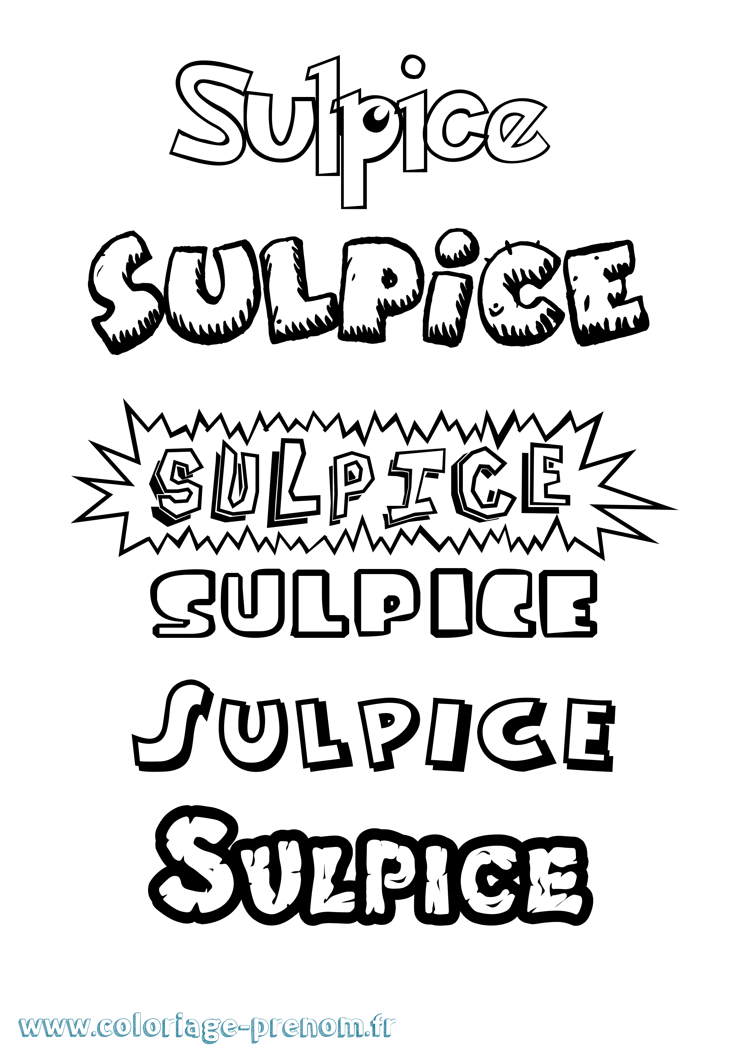 Coloriage Sulpice Dessin Animé Coloriage prénom Sulpice Dessin Animé
