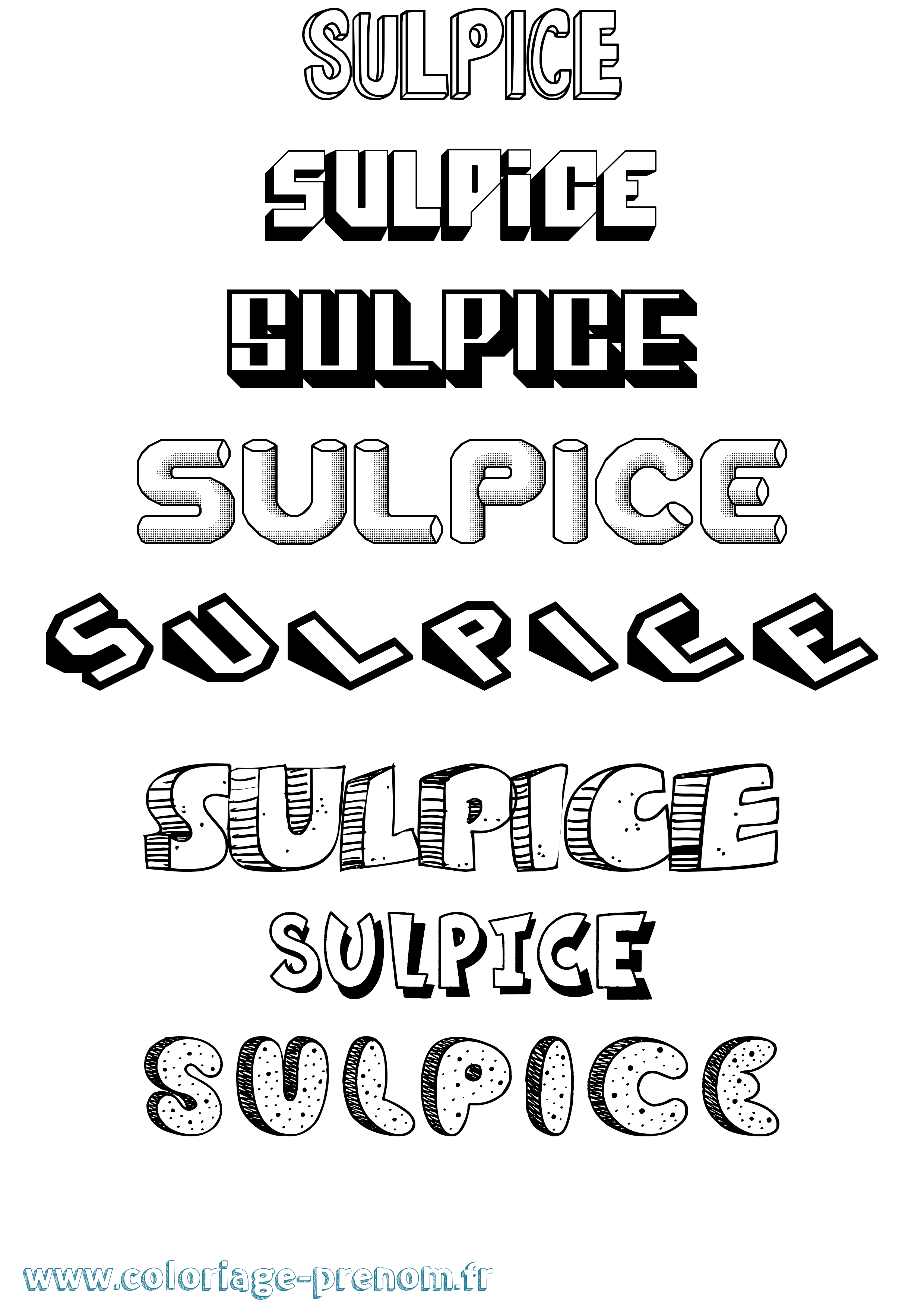 Coloriage Sulpice Effet 3D Coloriage prénom Sulpice Effet 3D