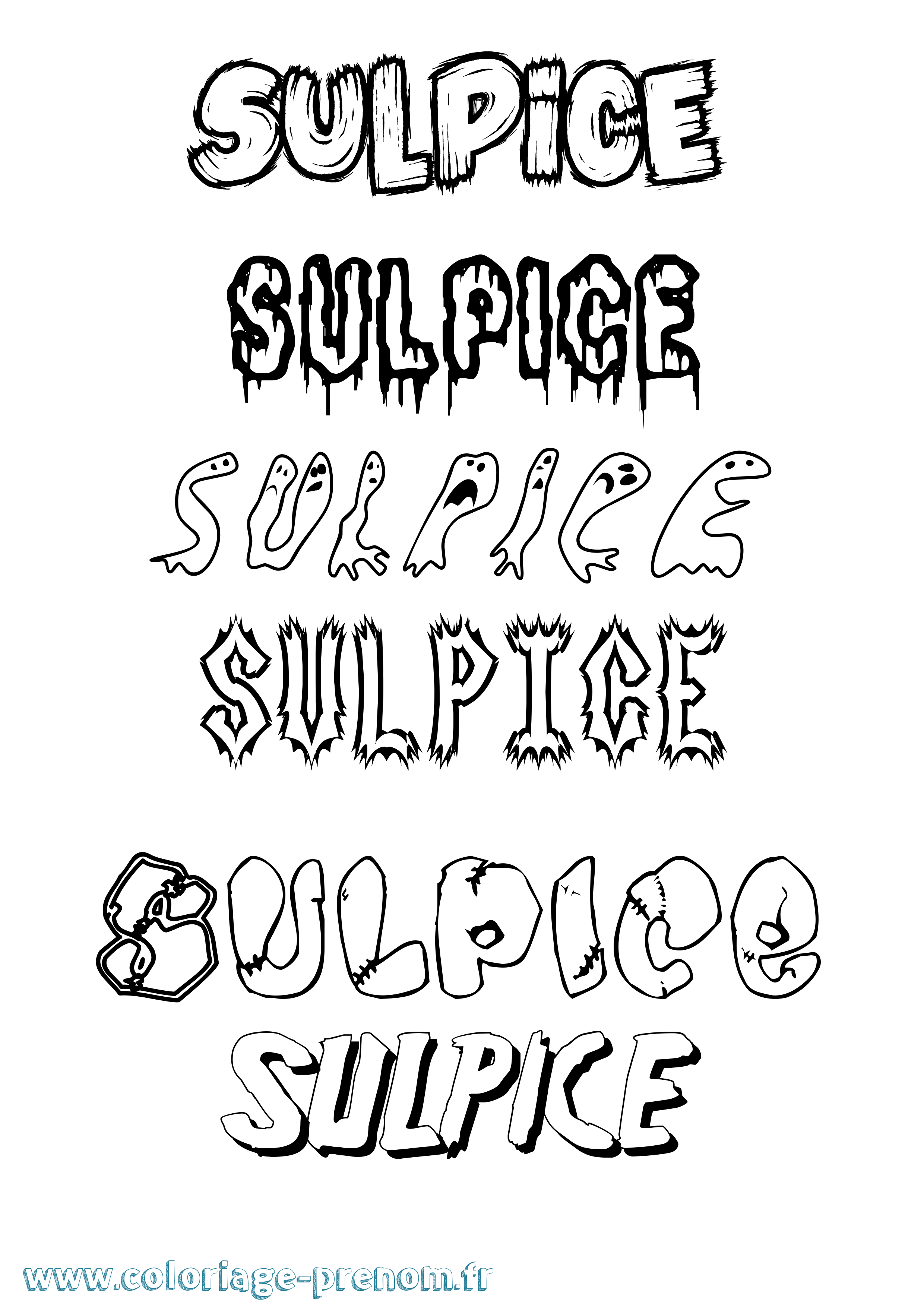 Coloriage Sulpice Frisson Coloriage prénom Sulpice Frisson