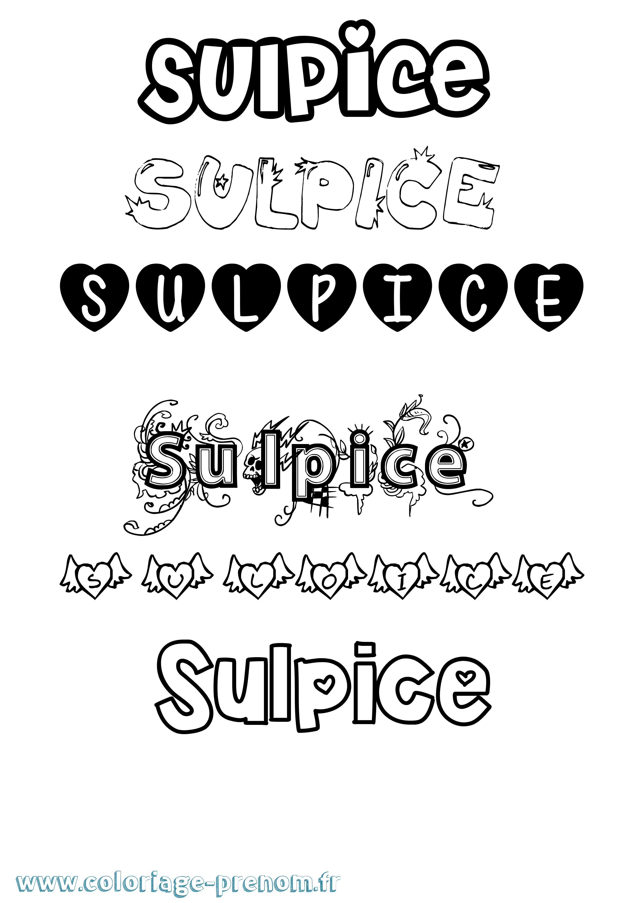 Coloriage Sulpice Girly Coloriage prénom Sulpice Girly