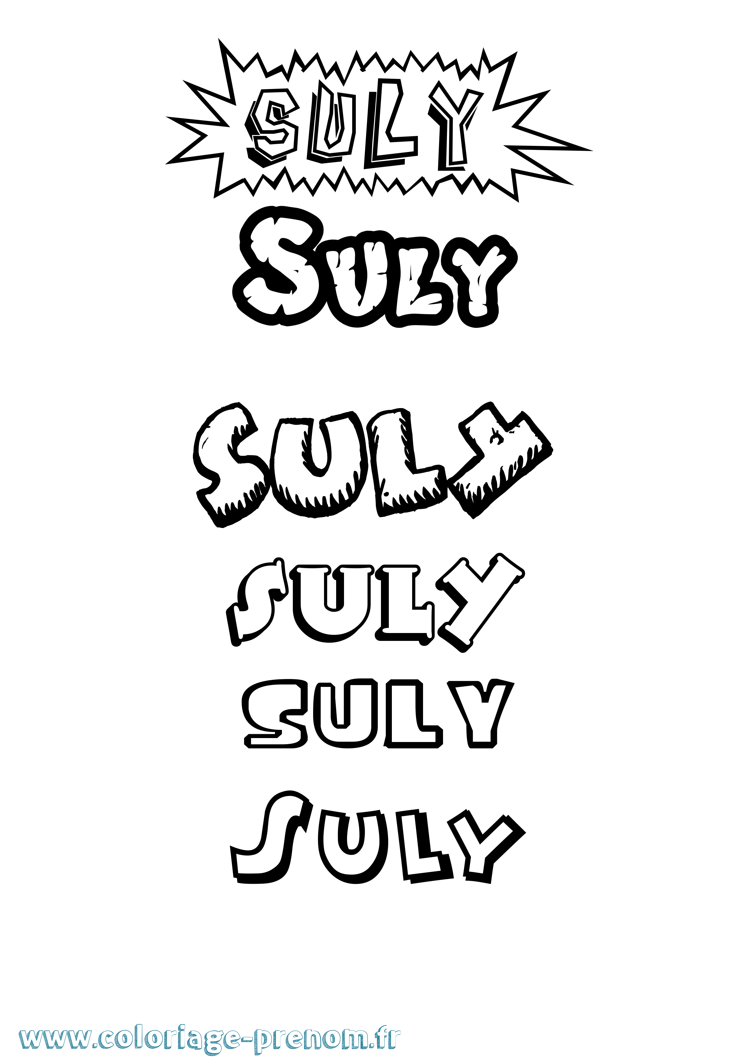 Coloriage Suly Dessin Animé Coloriage prénom Suly Dessin Animé
