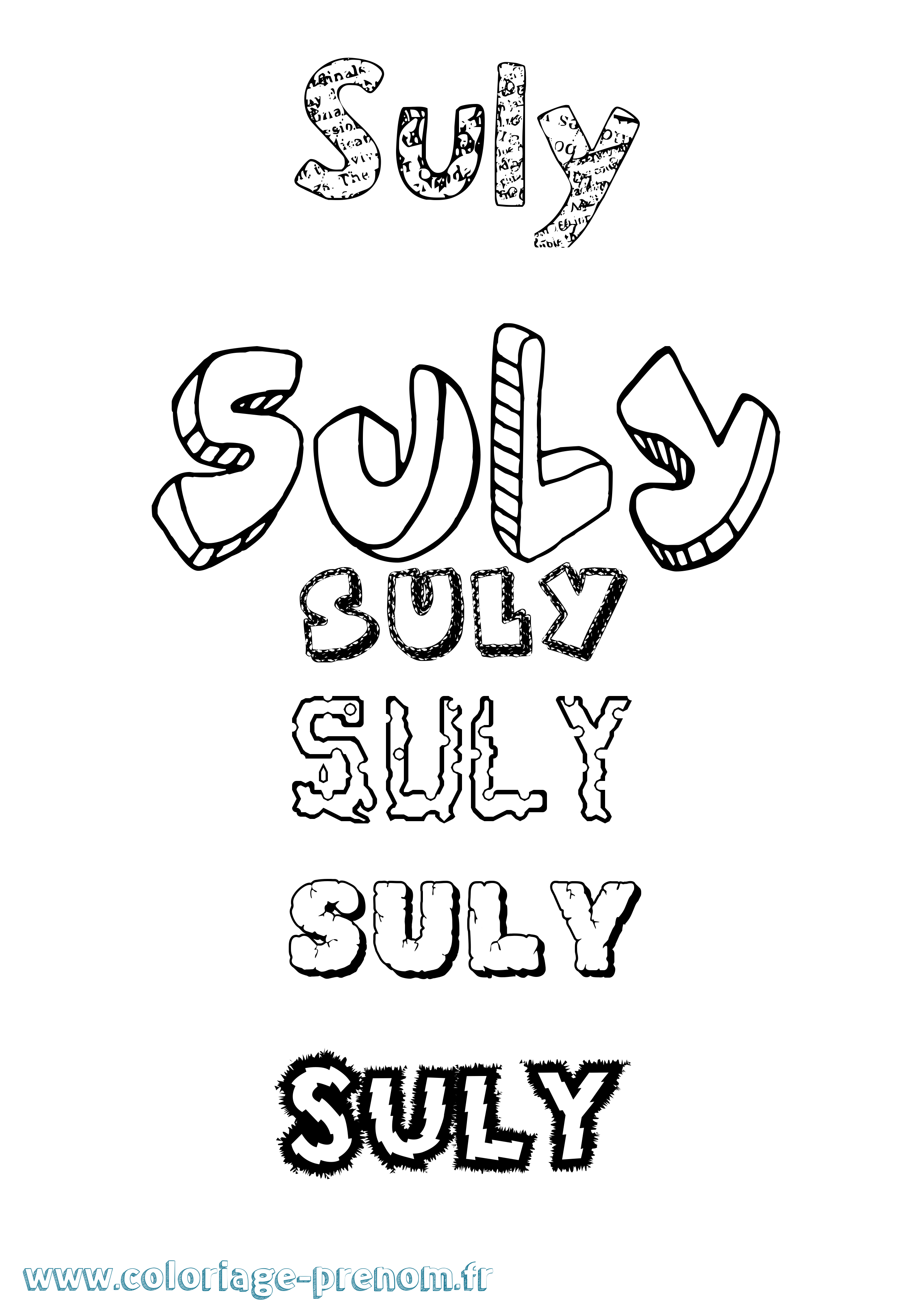 Coloriage Suly Destructuré Coloriage prénom Suly Destructuré