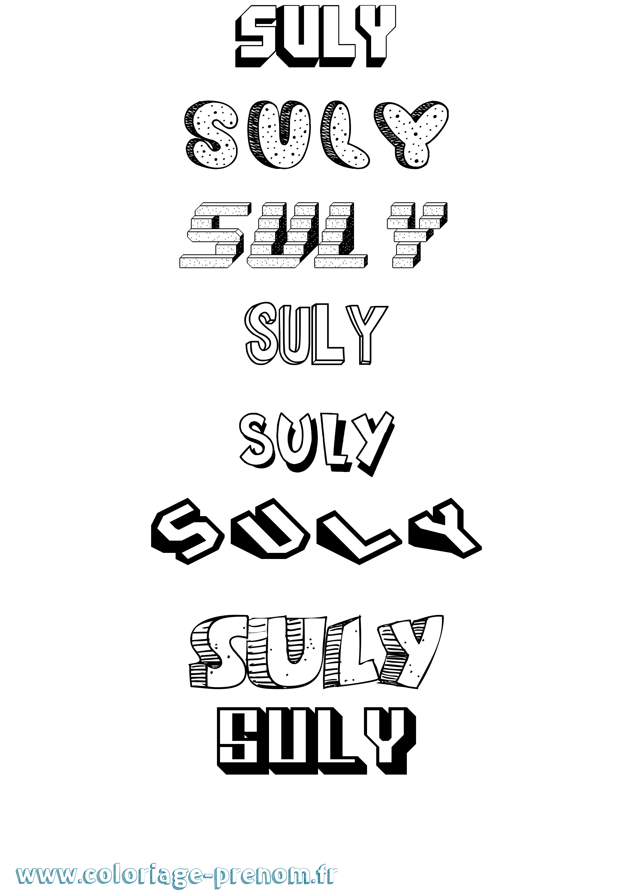 Coloriage Suly Effet 3D Coloriage prénom Suly Effet 3D